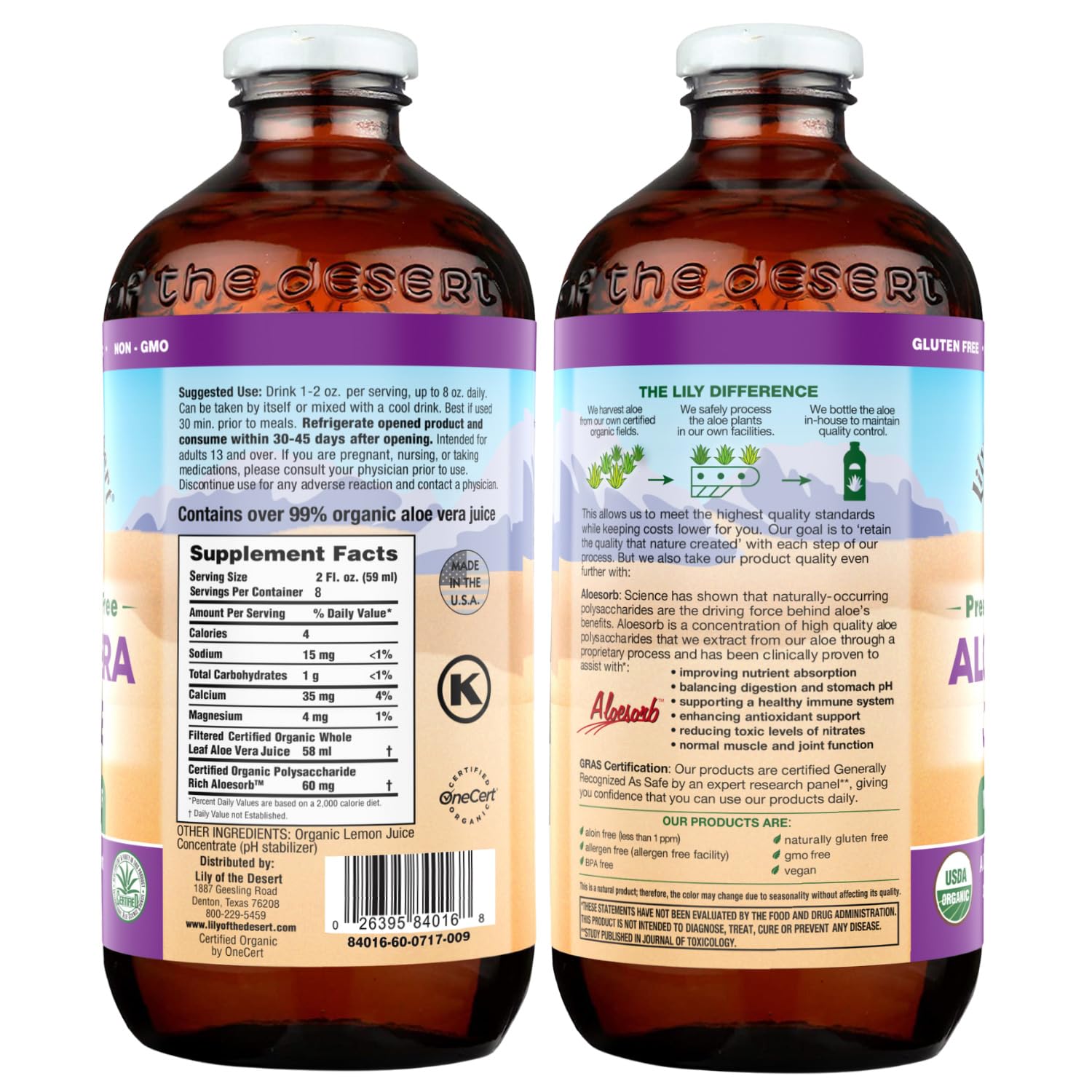 Lily of the Desert Aloe Vera Juice, Whole Leaf Filtered, Organic & Preservative Free – Natural Vitamins, Digestive Enzymes for Gut Health, Lily Of The Desert buy supplements canada