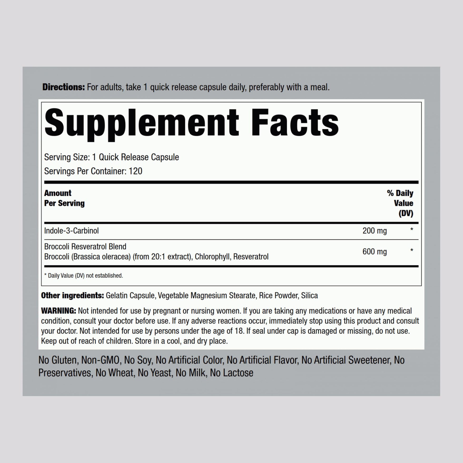 Piping Rock Indole 3 Carbinol | 200mg | 120 Capsules | I3C with Broccoli Extract | Non-GMO, Gluten Free Supplement Piping Rock buy supplements canada