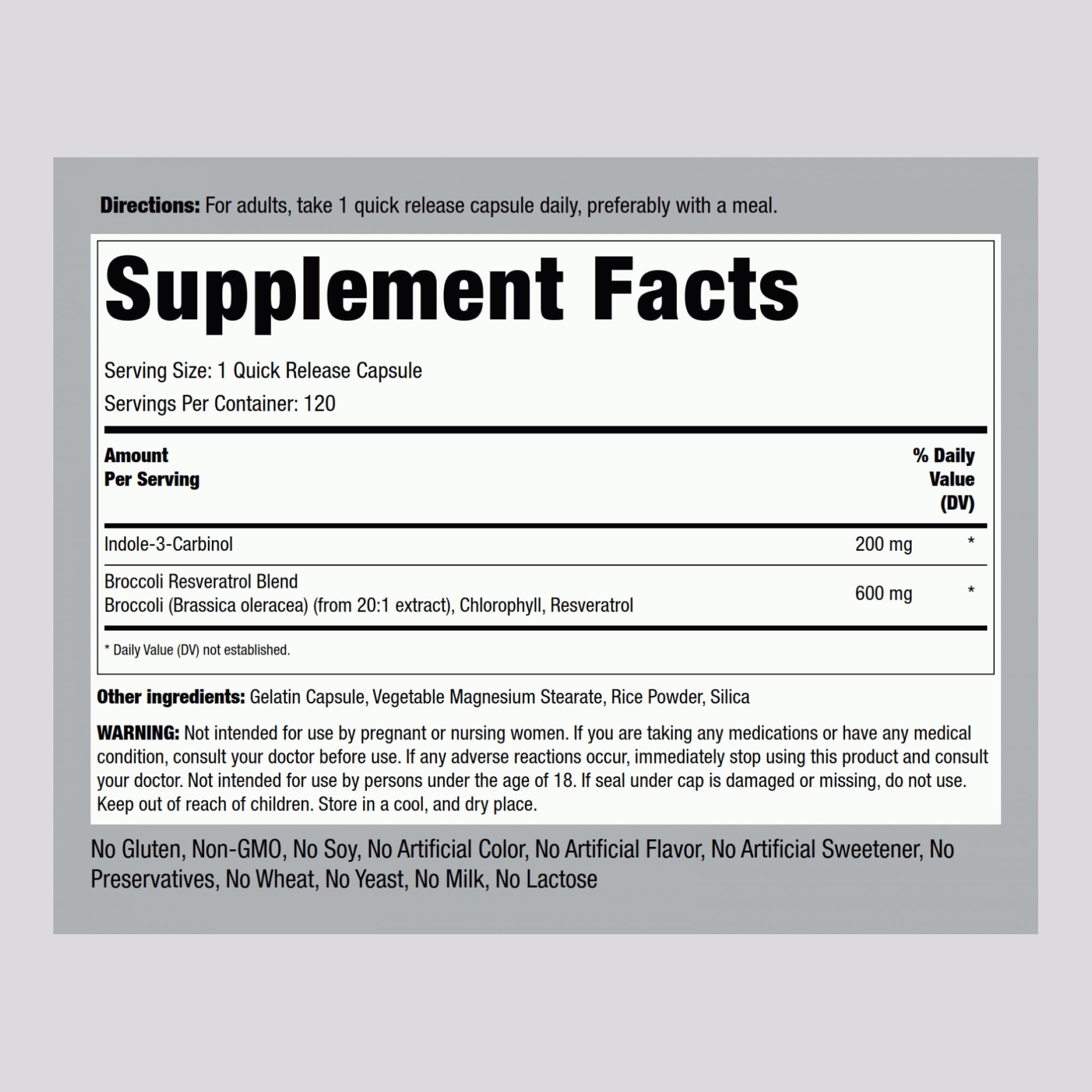 Piping Rock Indole 3 Carbinol | 200mg | 120 Capsules | I3C with Broccoli Extract | Non-GMO, Gluten Free Supplement Piping Rock buy supplements canada