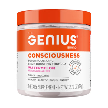 Genius Consciousness - Premium Nootropic Powder for Focus, Memory & Mental Clarity - AlphaSize, NeuroFactor, Lion’s Mane & Dynamine - Natural Brain Booster for Studying, Work & Creativity – Watermelon The Genius Brand buy supplements canada