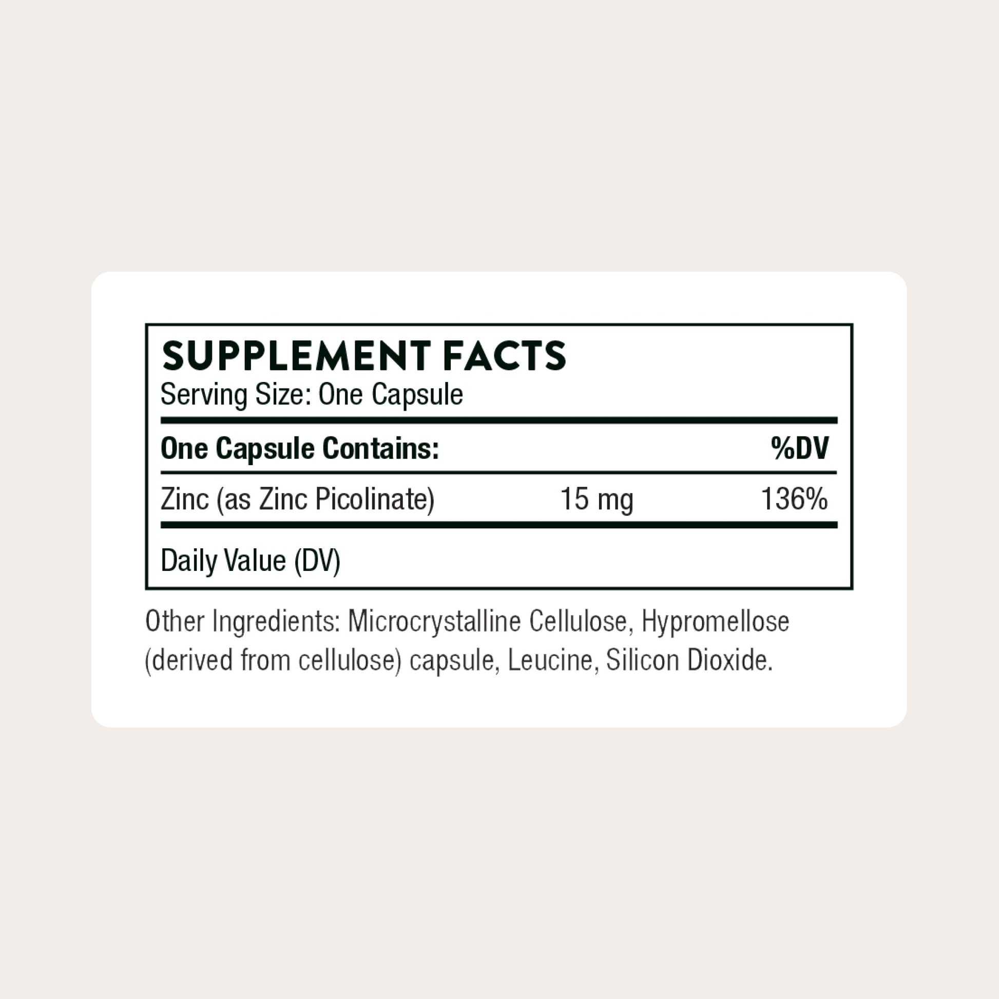THORNE - Zinc Picolinate 15mg - Highly Absorbable Zinc Supplement - Supports Wellness, Immune System, Eye, Skin, and Reproductive Health* - Gluten-Free, Soy-Free, Dairy-Free - 60 Capsules THORNE buy supplements canada