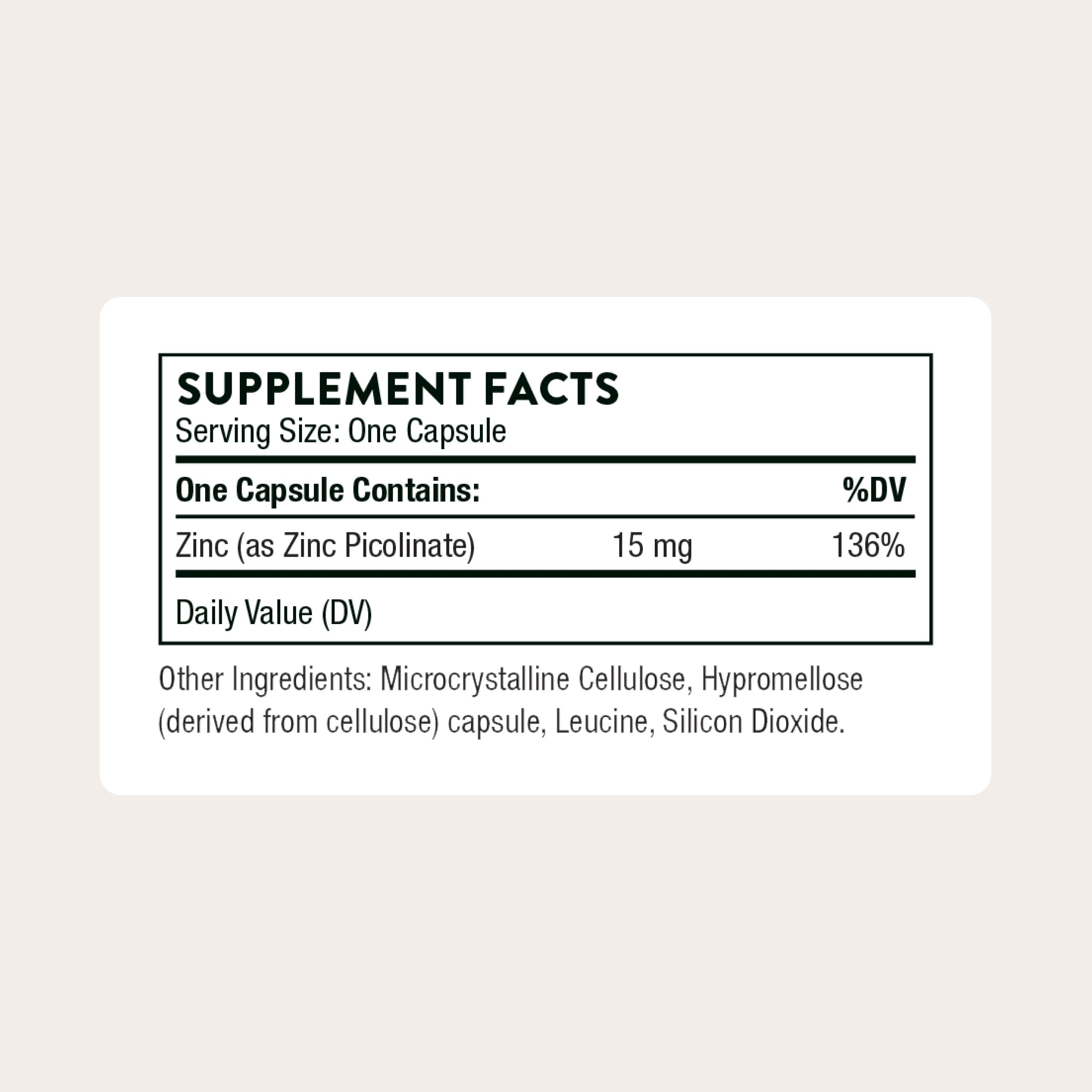 THORNE - Zinc Picolinate 15mg - Highly Absorbable Zinc Supplement - Supports Wellness, Immune System, Eye, Skin, and Reproductive Health* - Gluten-Free, Soy-Free, Dairy-Free - 60 Capsules THORNE buy supplements canada
