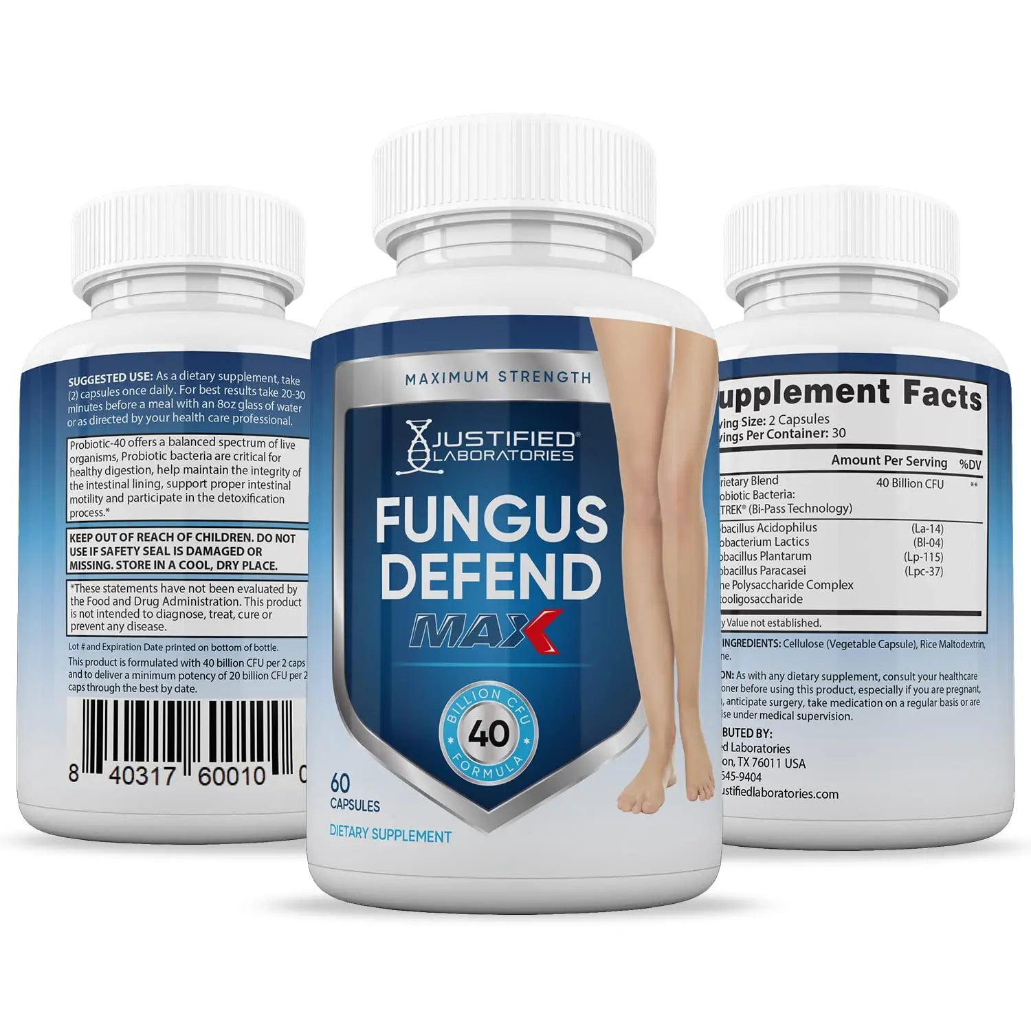 Justified Laboratories (3 Pack) Fungus Defend Max Pills 40 Billion CFU Probiotic 180 Capsules Justified Laboratories buy supplements canada