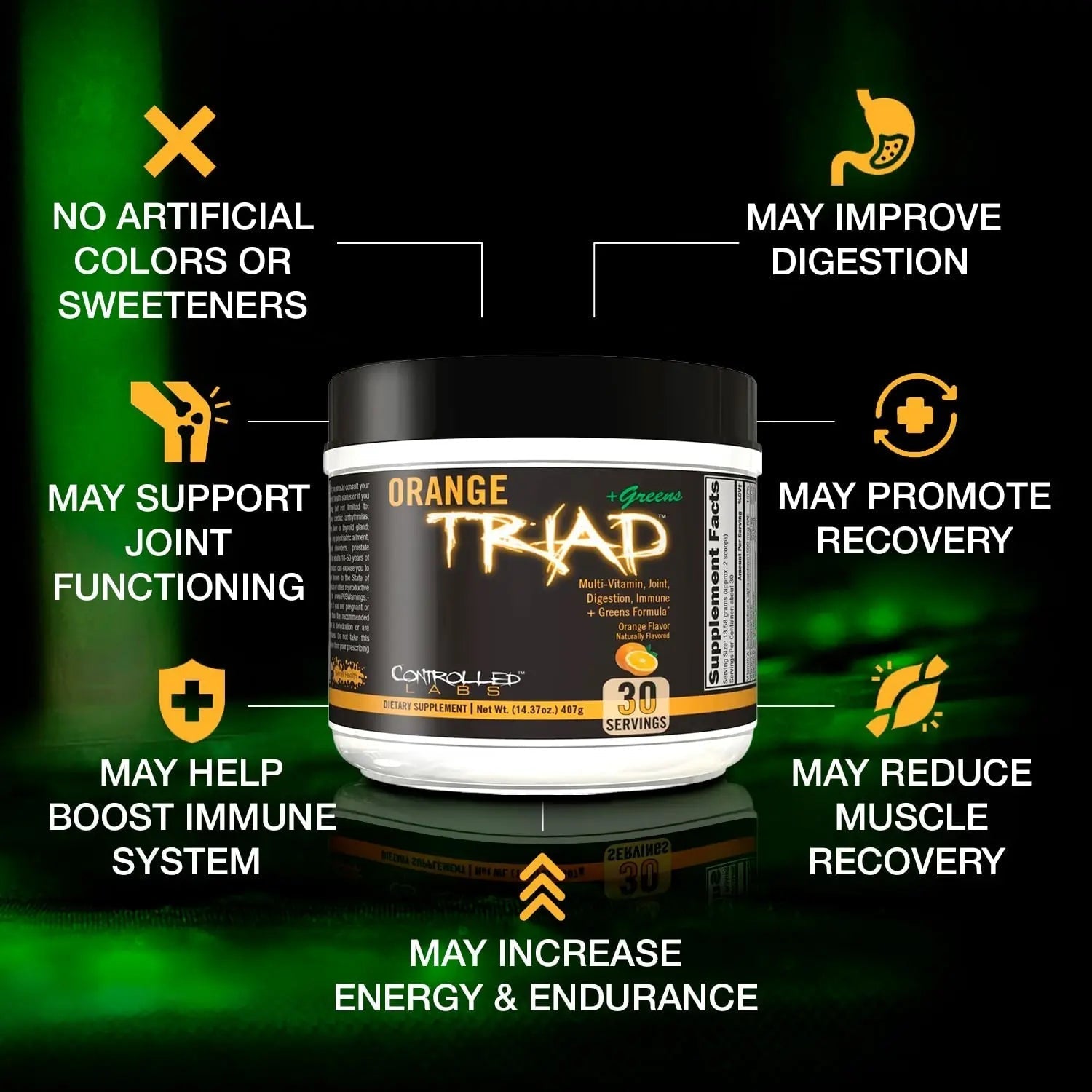 CONTROLLED LABS Orange Triad Plus Greens for Men and Women, 30 Servings Iron Free Sports Supplement for Overall Health CONTROLLED LABS buy supplements canada