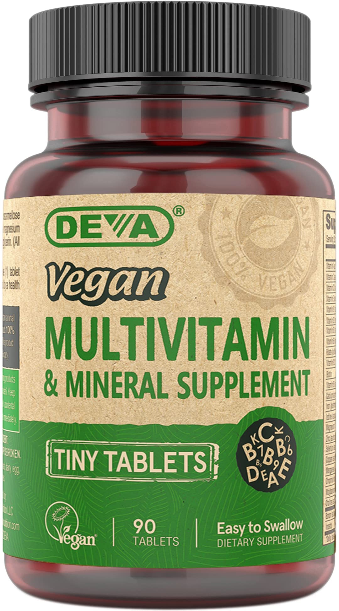 DEVA Vegan Multivitamin for Women & Men with Iron, Vitamin C, E, B Complex Vitamins, Zinc, 90 Tiny Tablets DEVA buy supplements canada