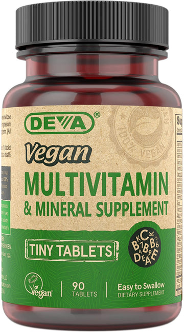 DEVA Vegan Multivitamin for Women & Men with Iron, Vitamin C, E, B Complex Vitamins, Zinc, 90 Tiny Tablets DEVA buy supplements canada