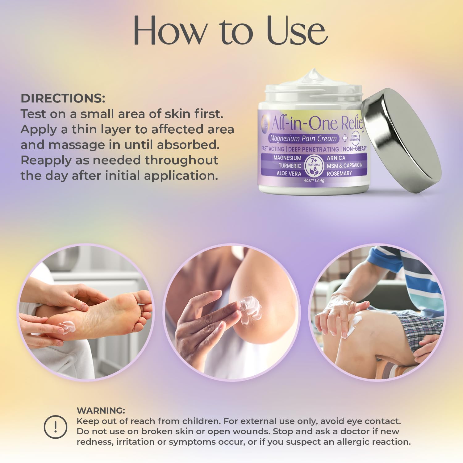 PURPLE CANYON All in One Magnesium Pain Cream – Natural Pain Relief Cream with Arnica, MSM & Capsaicin for Muscle & Joint Support – Fast-Absorbing, Non-Greasy Formula with Aloe Vera & Turmeric PURPLE CANYON buy supplements canada
