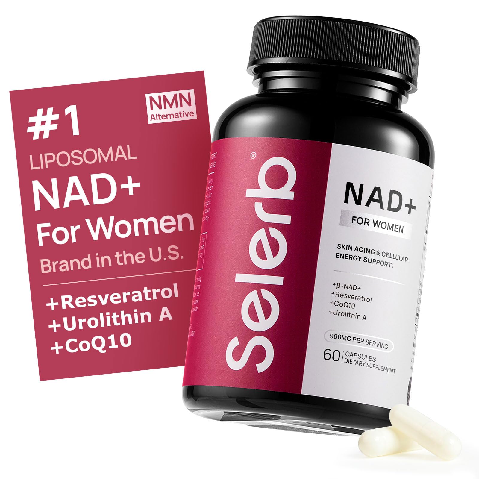 NAD+ Supplement for Women - NMN Alternative with β-NAD+, Trans-Resveratrol, CoQ10, D-Ribose - Promotes Cellular Renewal, Energy, and Radiant Skin Health - 60 Capsules Advanced Selerb buy supplements canada