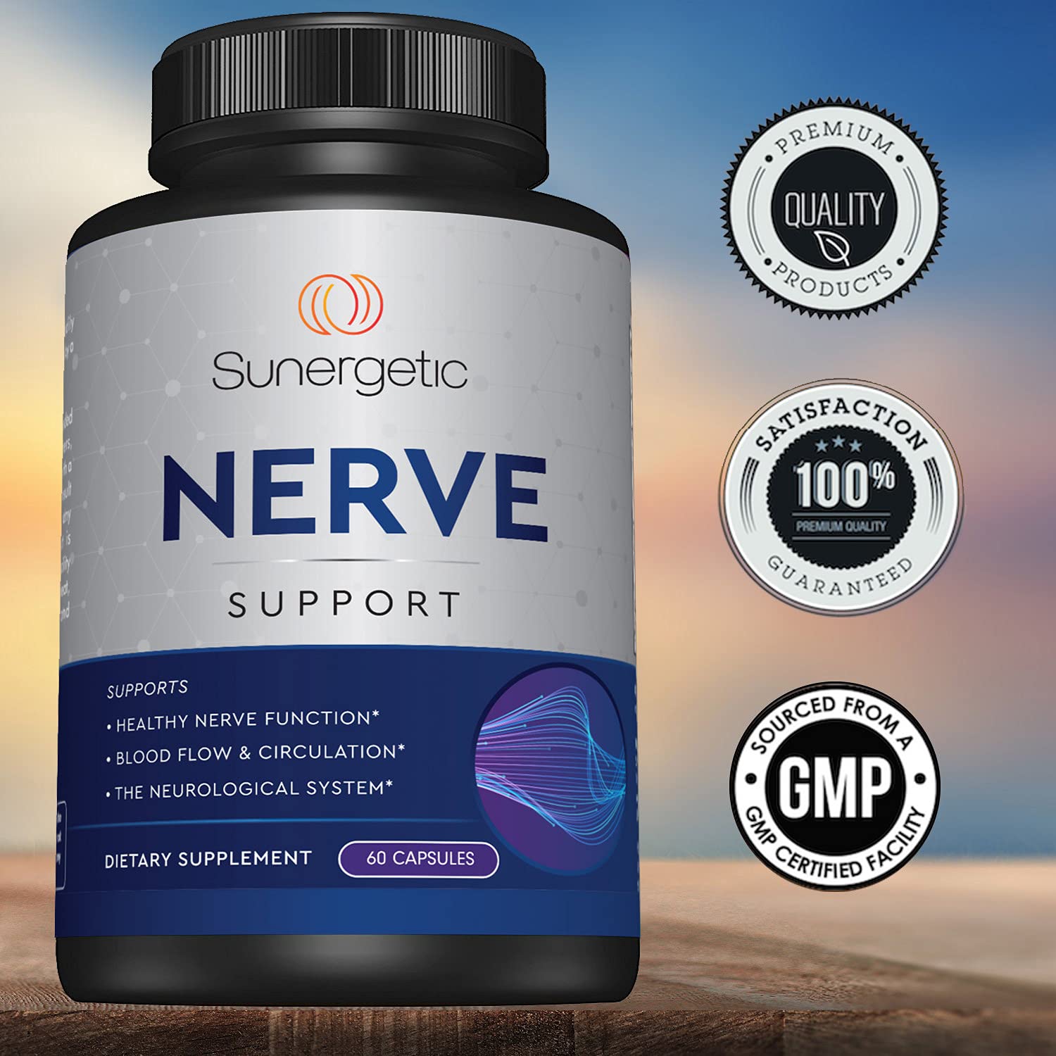 Premium Nerve Support Supplement – with Alpha Lipoic Acid (ALA) 600 mg, Acetyl-L-Carnitine (ALC) & Benfotiamine - Nerve Support Formula for Healthy Circulation, Feet, Hands & Toes - 60 Capsules Sunergetic buy supplements canada