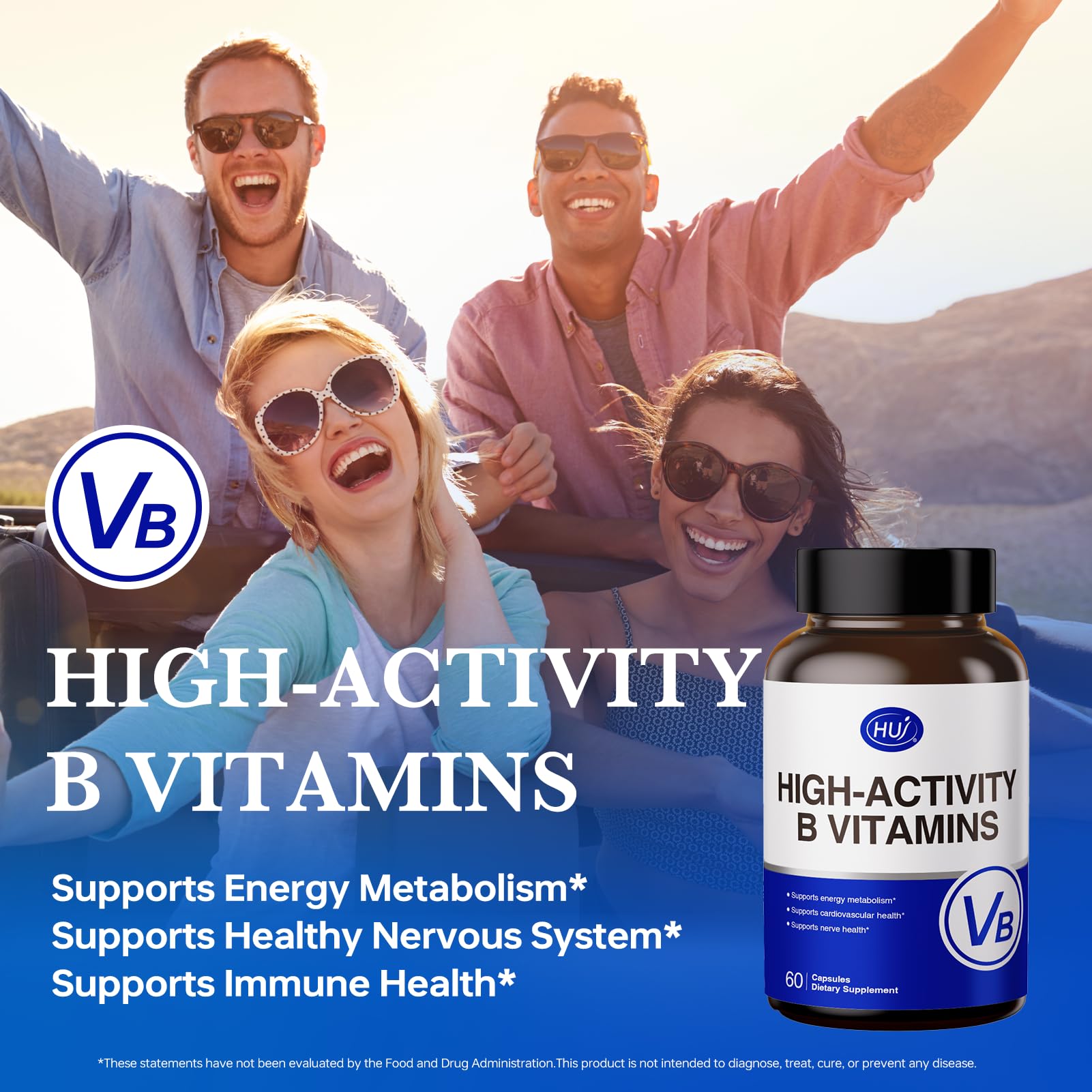 HUJ High-Activity B Vitamins - Supports Normal Energy Metabolism & Nerve System Health - Supplement with 8 B Vitamins, Inositol and D-Chiro Inositol - 60 Capsules. HUJ buy supplements canada