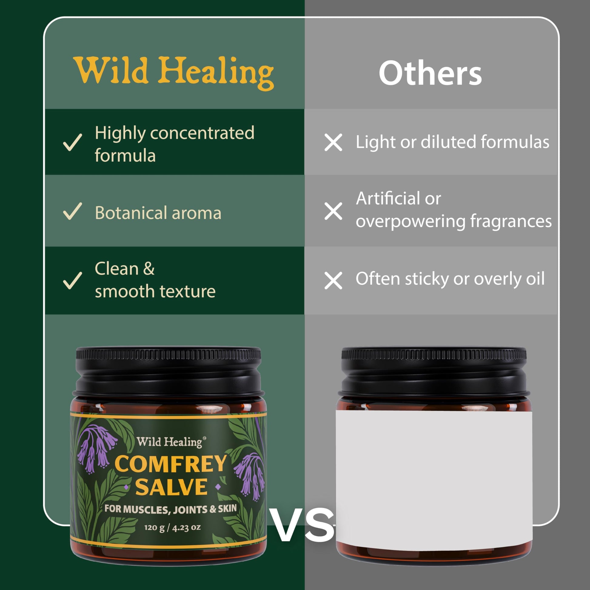 Wild Healing Comfrey Salve – Concentrated Herbal Balm with Arnica, Magnesium & MSM – Soothing Botanical Cream for Joints, Muscles & Dry Skin – 4.23 oz Wild Healing buy supplements canada
