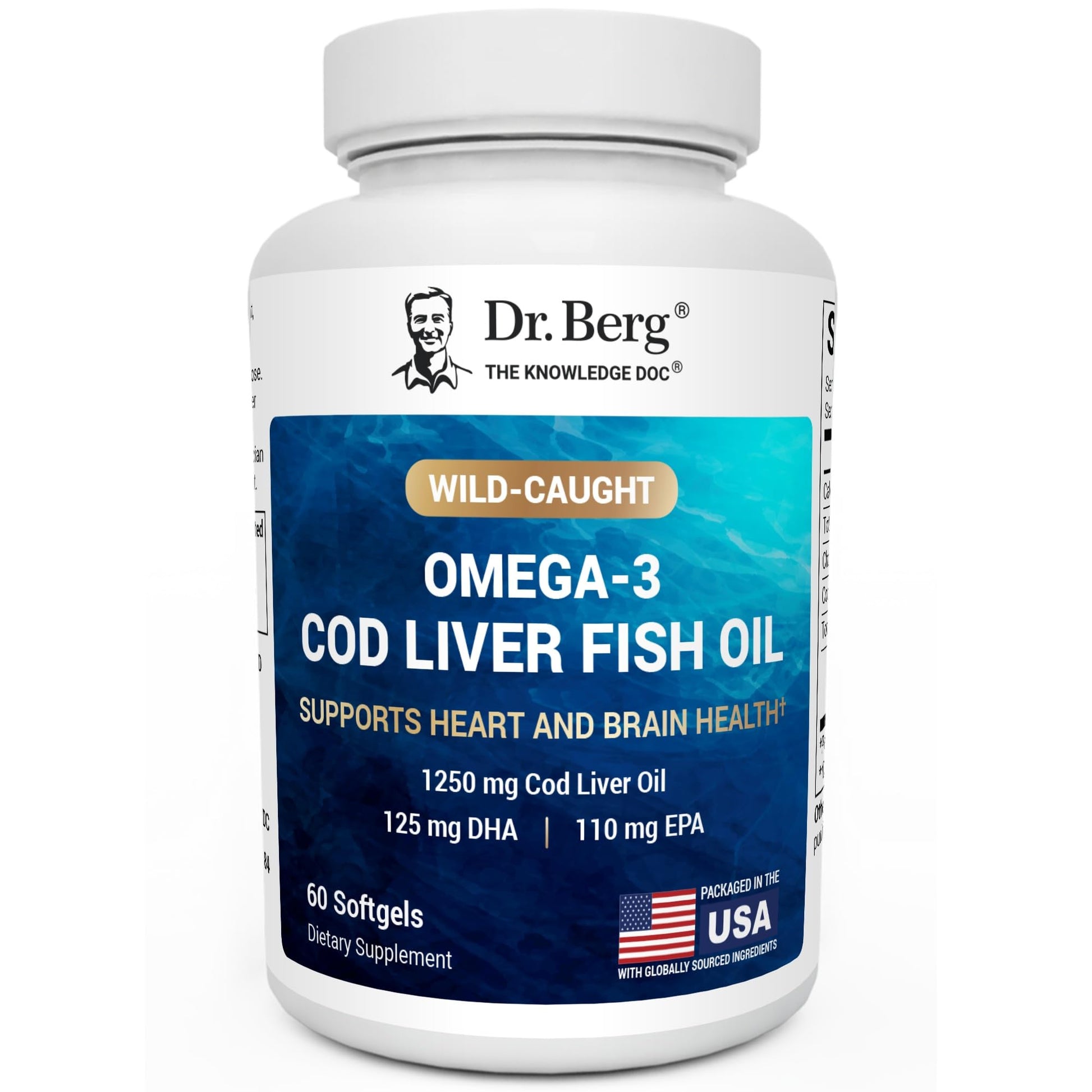 Dr. Berg Omega-3 Cod Liver Fish Oil 60 Softgels – Wild-Caught Icelandic Cod – Omega 3 EPA & DHA – Heart, Brain, Immune & Eye Support* – Lemon Flavor – 4X Lab-Tested – Non-GMO, No Fillers Dr. Berg Nutritionals buy supplements canada