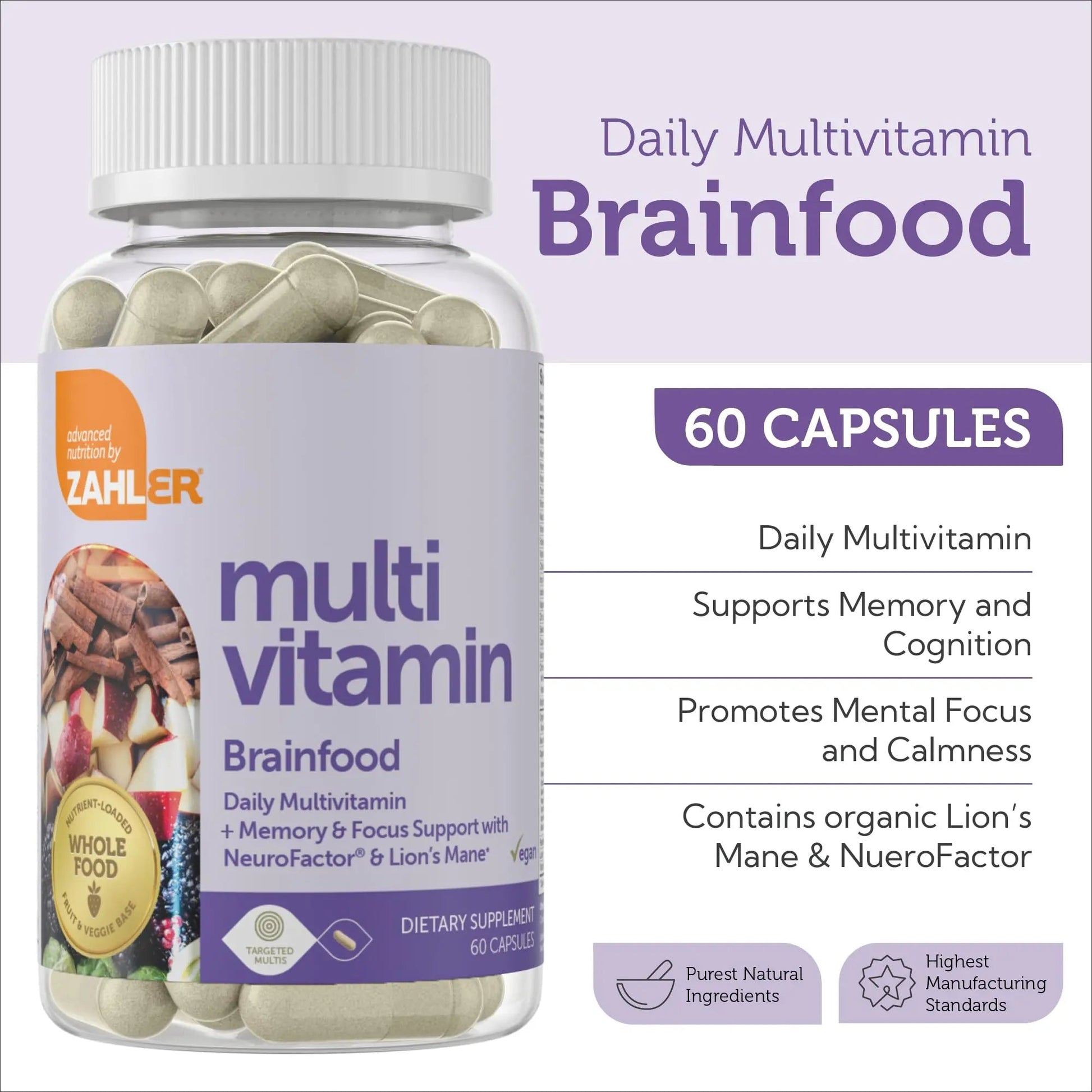 Zahler - Multivitamin Brain Supplement (60 Count) Kosher Brainfood Capsules for Adults with Neuro Factor & Lion's Mane Zahler buy supplements canada