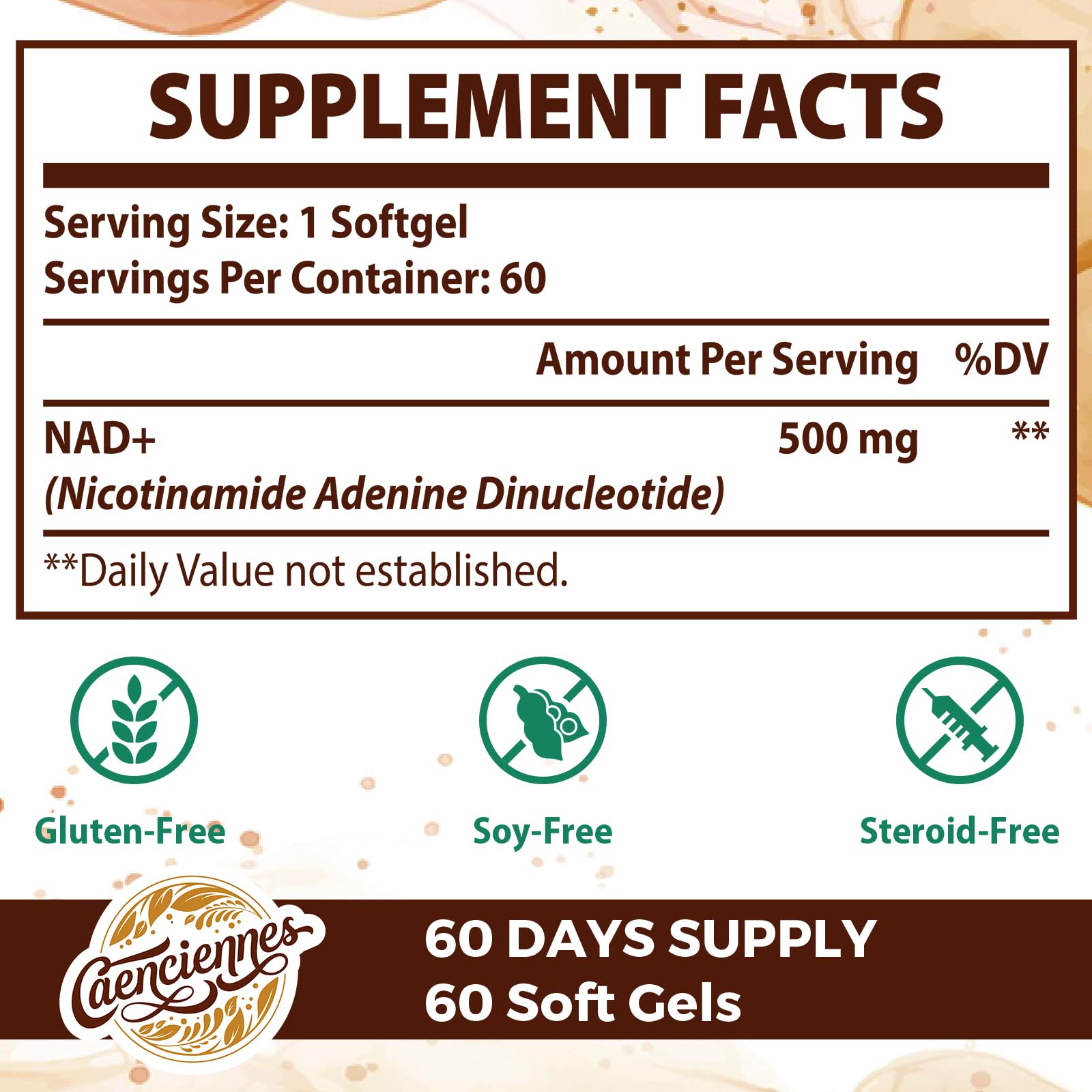 Caenciennes Liposomal NAD+ 500 MG Supplement, True NAD Plus Supplement, Superior Absorption, Boost NAD+ More Efficient Than Nicotinamide Riboside for Cellular Energy, Healthy Aging, 60 Serving Caenciennes buy supplements canada