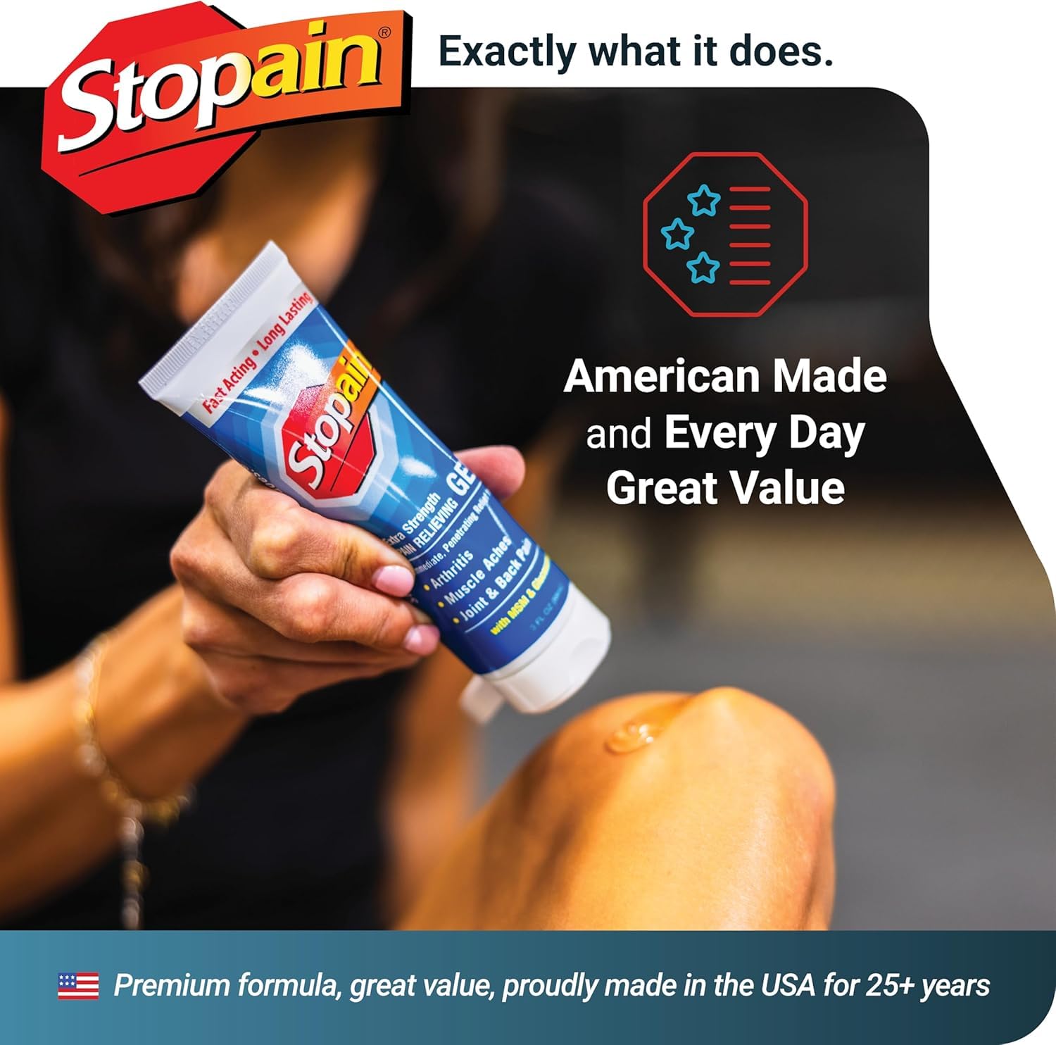 Stopain Pain Relief Gel 3oz USA Made, Max Strength Fast Acting with MSM, Glucosamine, Menthol for Arthritis, Lower Back Sciatica, Knee, Neck, HSA FSA Approved Topical Analgesic Products Stopain buy supplements canada
