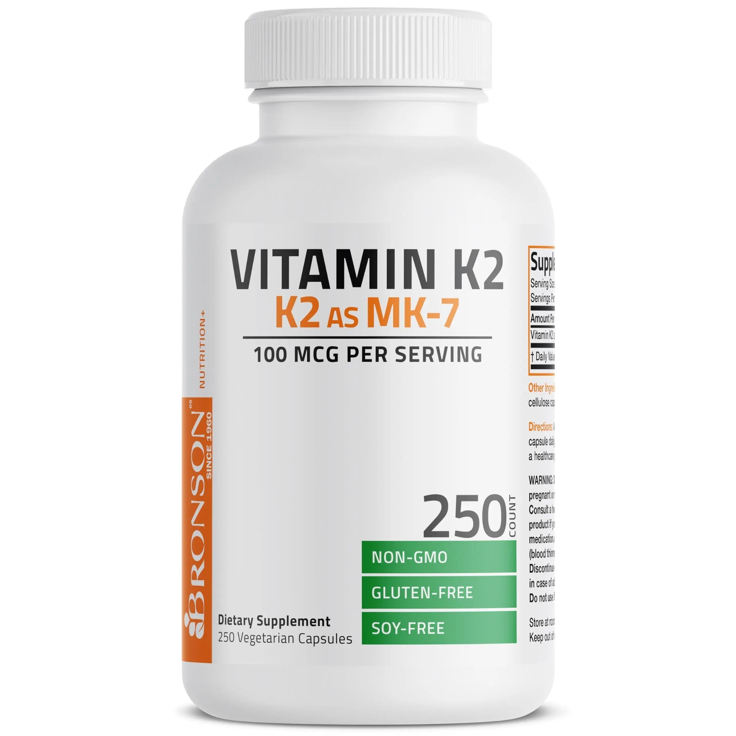 Bronson Vitamin K2 as MK-7 Menaquinone 100 mcg Non-GMO, 250 Capsules Bronson buy supplements canada
