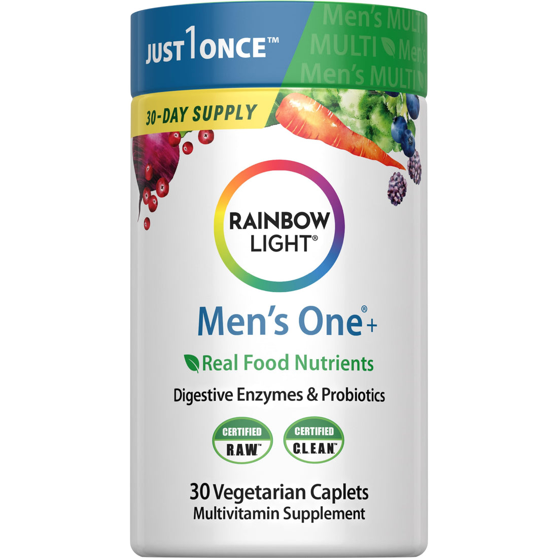 Rainbow Light Mens Multivitamin One + | 30 Caplets | Real Food Nutrients, Digestive Enzymes & Probiotics Rainbow Light buy supplements canada