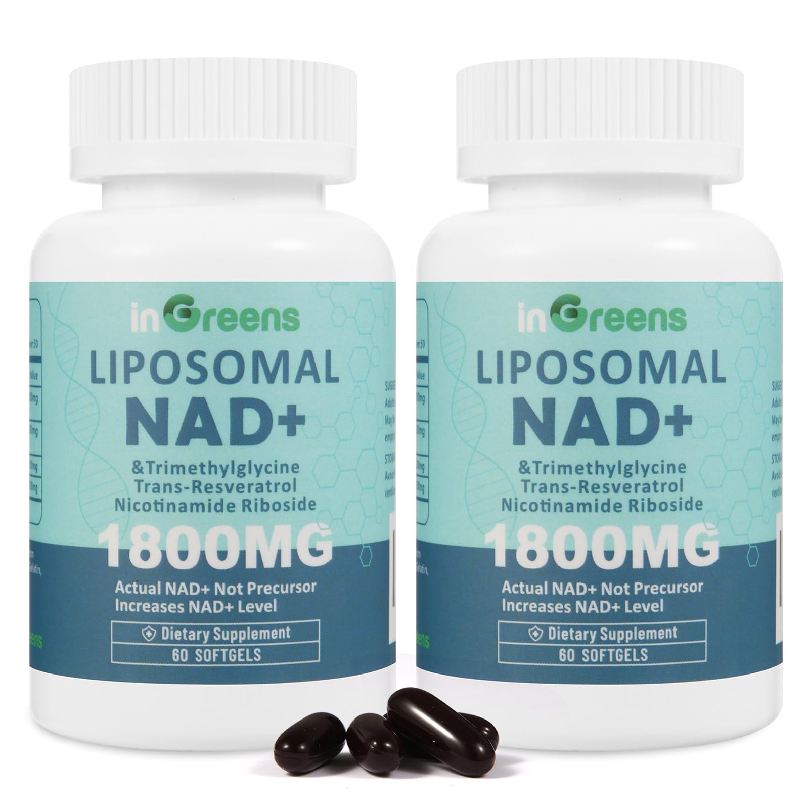 inGreens Liposomal NAD+ Supplement 1800 mg with Nicotinamide Riboside, Trans Resveratrol, Trimethylglycine，Replaces NMN, Boost NAD+, Aging Defense，Cellular Energy, 120 Softgels inGreens buy supplements canada