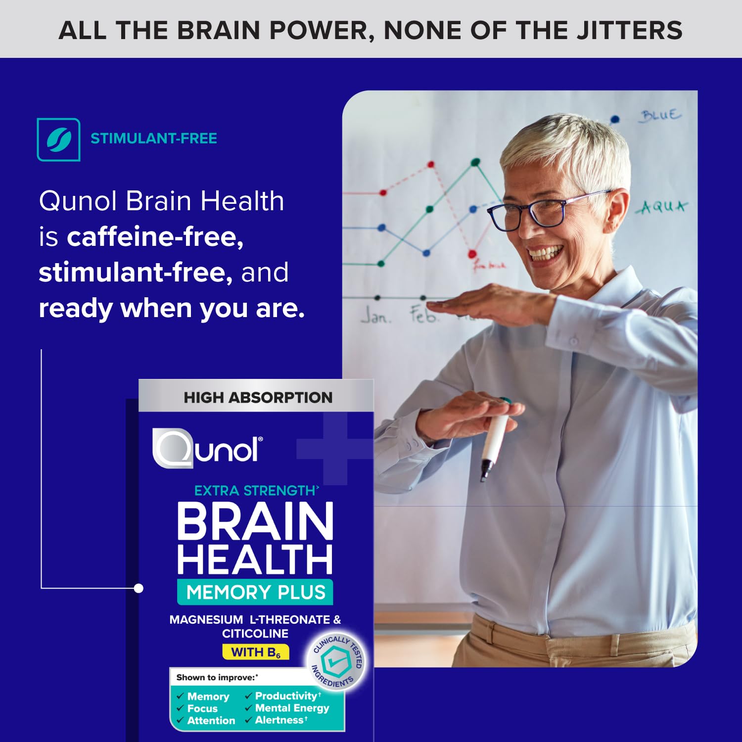 Qunol Brain Health Memory Plus with B6, Magnesium L-Threonate & Citicoline, Clinically Tested Ingredients to Improve Memory, Focus, Attention and Productivity, 90 Count Qunol buy supplements canada