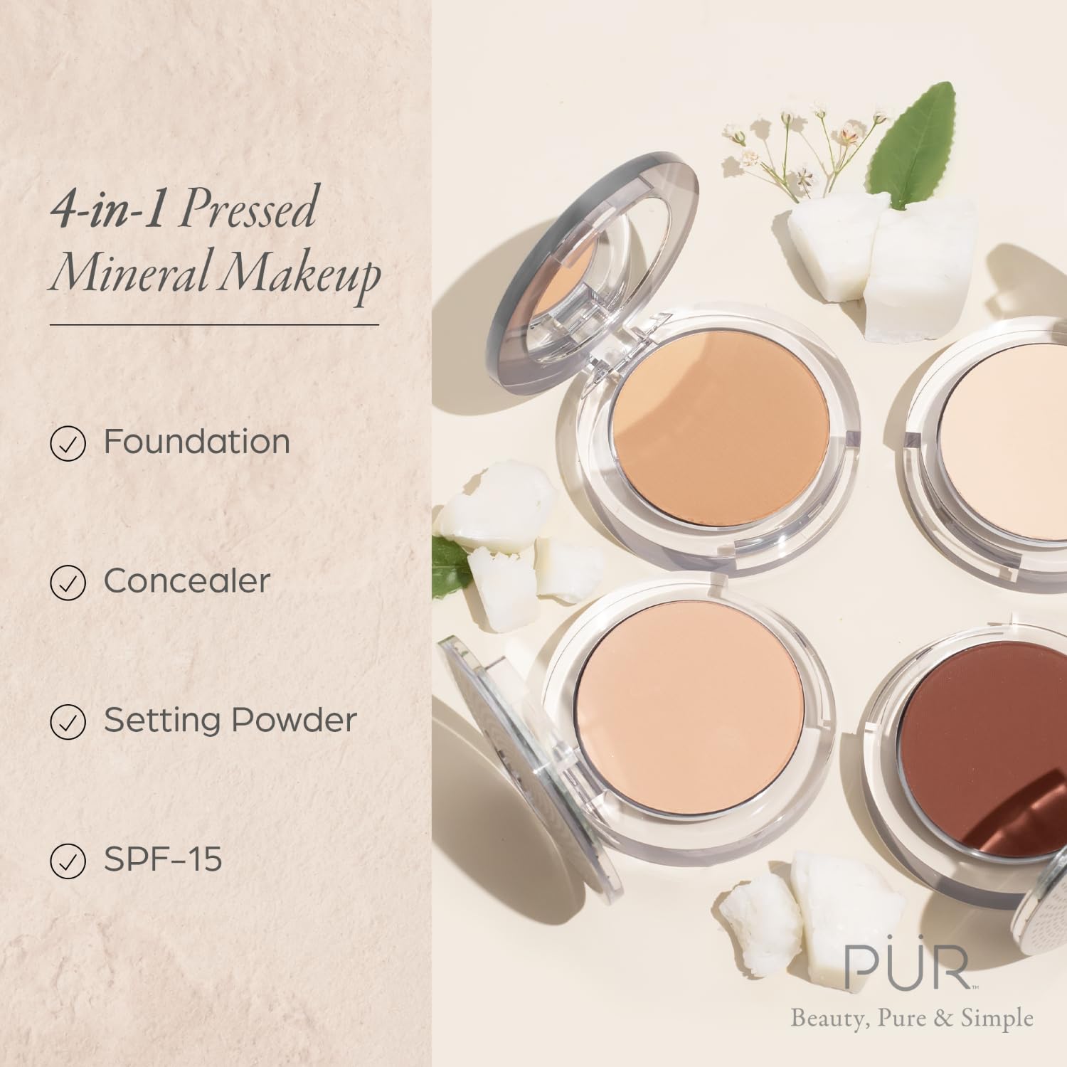 PUR Beauty 4-in-1 Pressed Mineral Makeup Powder Foundation with SPF 15 - Concealer & Finishing Compact Pressed Powder for Face - Buildable Medium to Full Coverage Foundation Powder (Blush Medium) PÜR MINERALS buy supplements canada