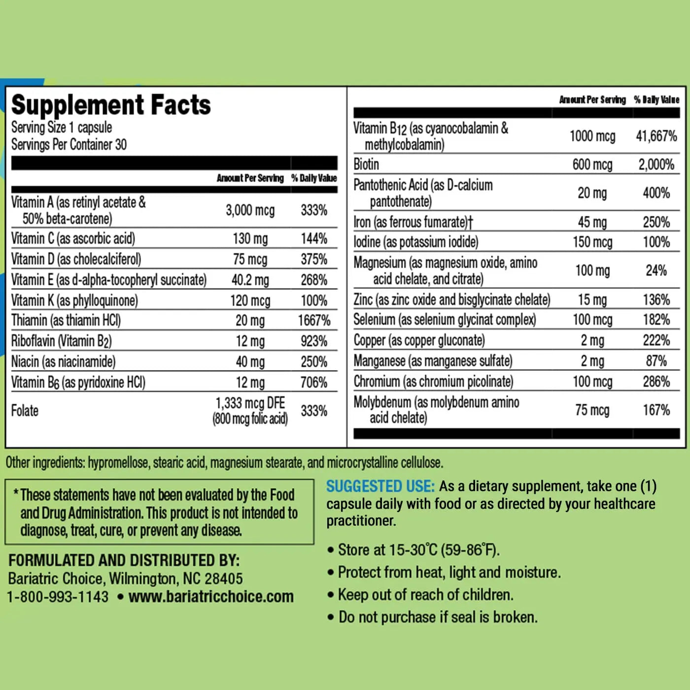 Bariatric Choice Multivitamin & Calcium Bundle (1-Month Supply) | 45mg Iron Multivitamin + 500mg Calcium Citrate with D3 & Probiotics | Bariatric Choice buy supplements canada