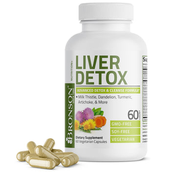 Bronson Liver Detox Advanced Detox & Cleansing Formula Supports Health Liver Function with Milk Thistle, Dandelion Extract, Turmeric, Artichoke Leaf & More Bronson buy supplements canada