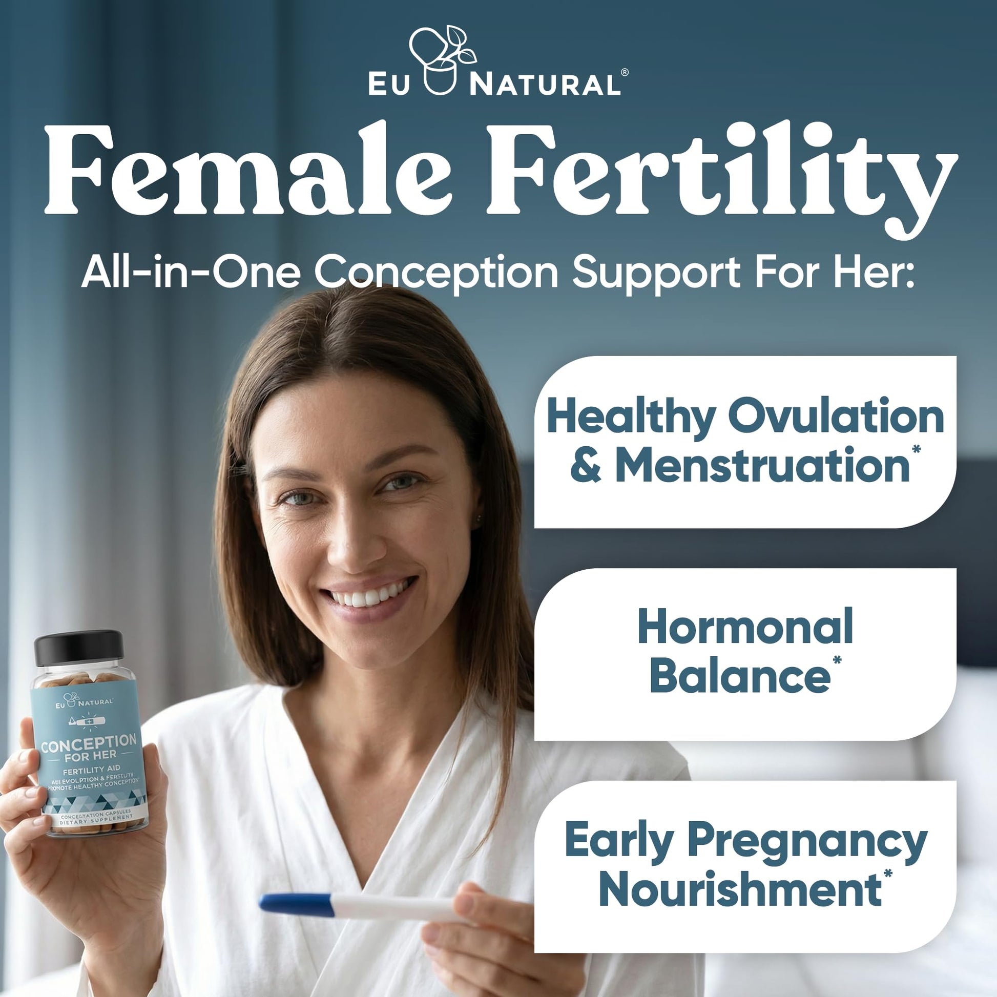 Eu Natural Conception for Her Fertility Supplements for Women - Ovulation, Hormonal Balance & Regular Cycle Support - Myo-Inositol, Folate, Folic Acid & Vitex - 60 Vegetarian Capsules Eu Natural buy supplements canada