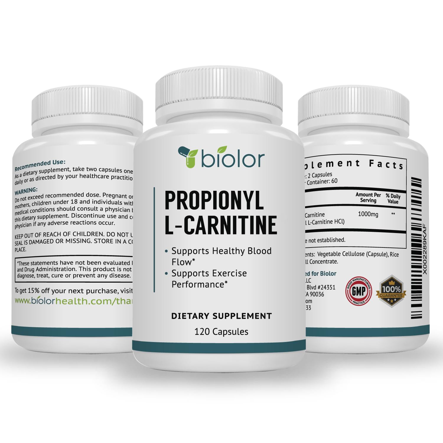 Biolor High Absorption Propionyl-L-Carnitine (PLCAR) No Artificial Fillers - Effective Propionyl L Carnitine HCL Supplement to Support Blood Circulation - 120 Capsules Biolor buy supplements canada