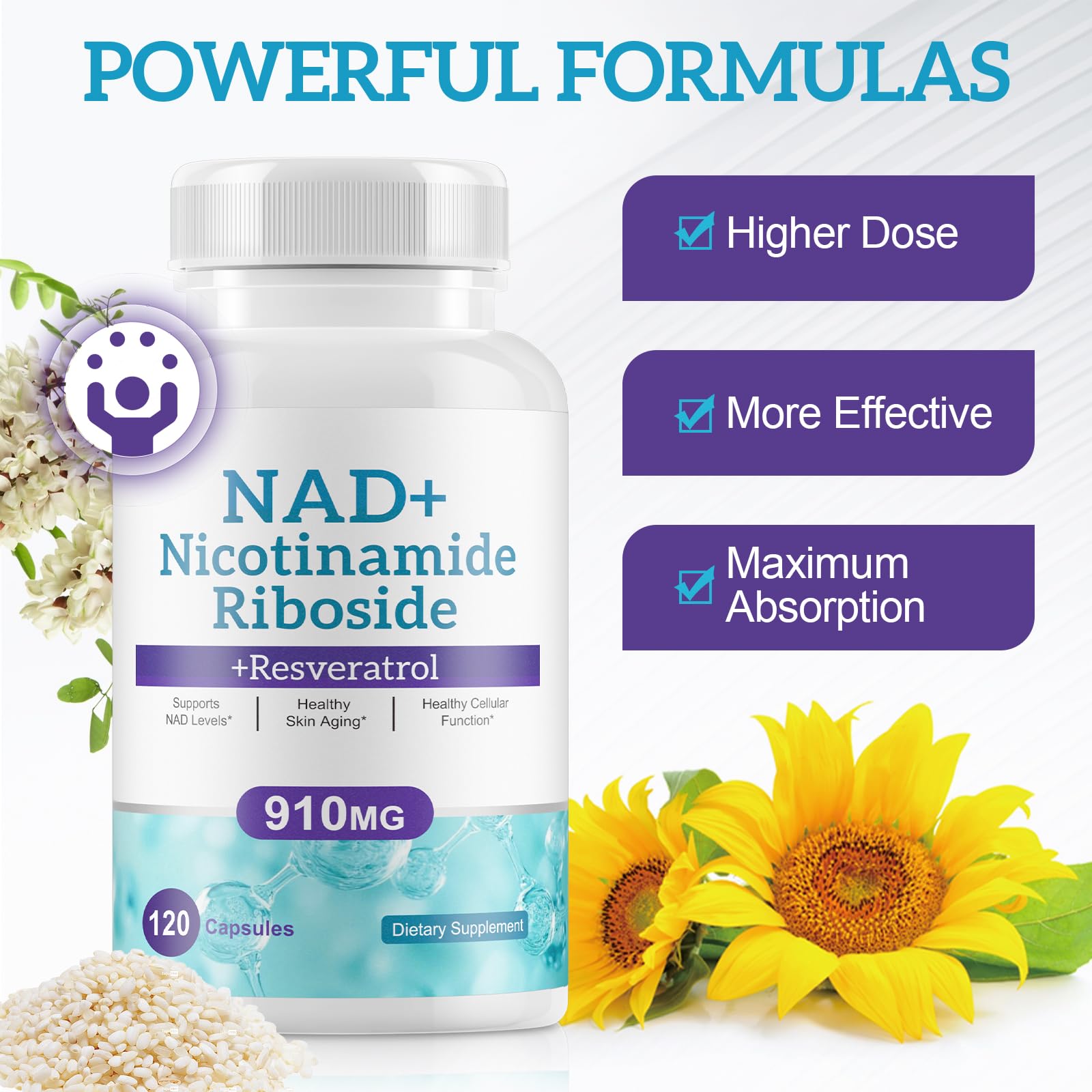 NAD+ Supplement Alternative - Liposomal Nicotinamide Riboside - Resveratrol & Quercetin - High Purity NAD Supplements for Anti-Aging, Focus, Energy 120 Capsules Ruduwu buy supplements canada