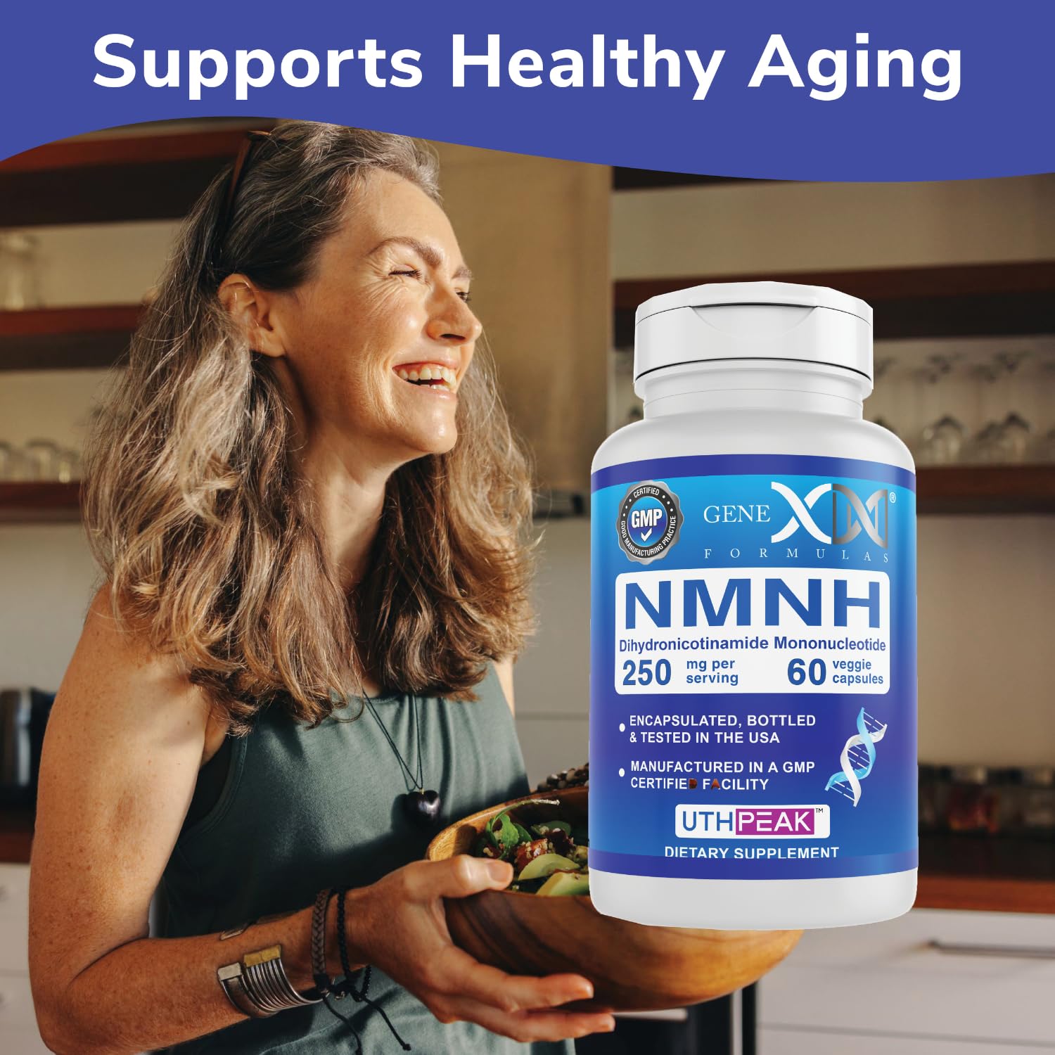 Genex Formulas 250mg NMNH (60 Capsules - 30 Servings) | Uthpeak™ NMNH (Dihydronicotinamide Mononucleotide) NAD+ Precursor for Healthy Aging - Non-GMO, Gluten-Free, Vegetarian Genex Formulas buy supplements canada