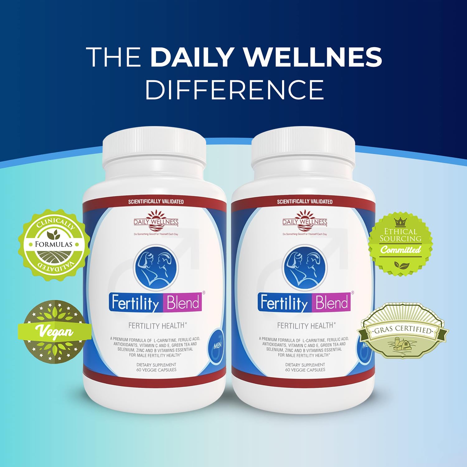 Fertility Blend Daily Wellness for Men - Male Fertility Supplements, Vitamin Blend Pills - Male Count Pre-Conception for Him - Fertility Supplements for Men - 60 Capsules, 2 Pack Fertility Blend buy supplements canada