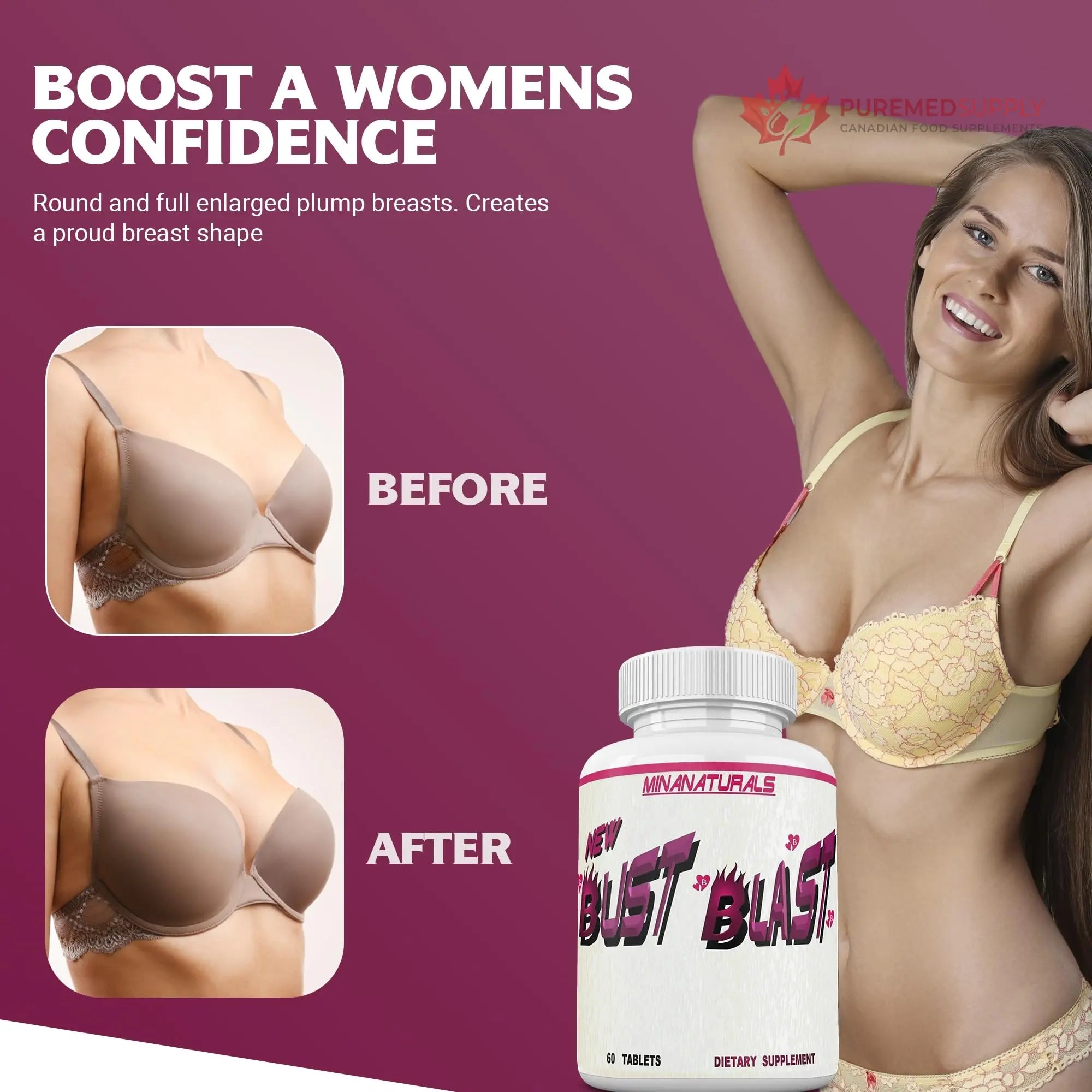 MINANATURALS Bust Blast Loaded Increase Breast Size Fast. Female Breast Enhancement - Bigger Boobs and Butt Pills. 60 Tablets MINANATURALS buy supplements canada