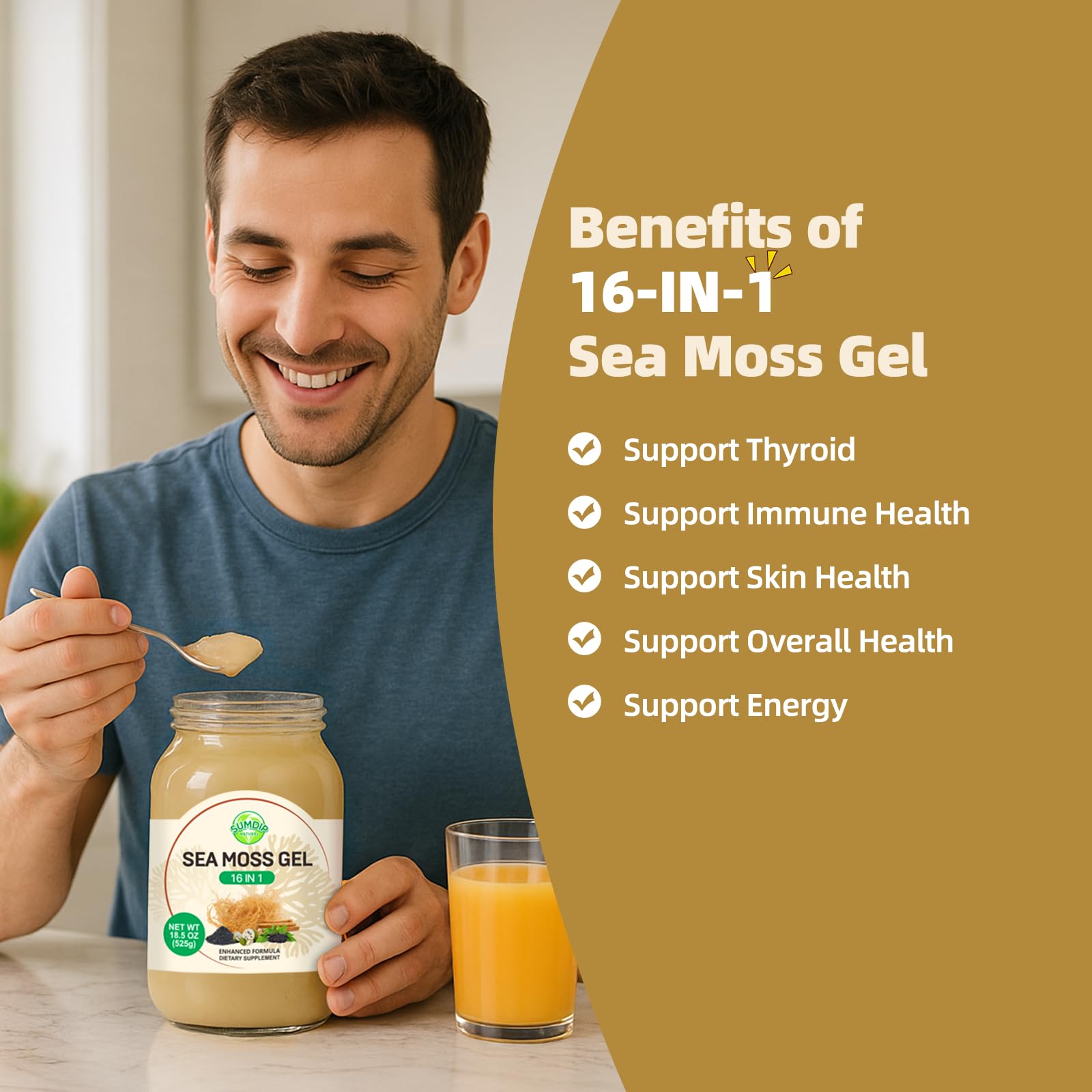 Sea Moss Gel - 18.5 oz Irish Seamoss Gel with Black Seed Oil and Ashwagandha, 16 in 1 Vegan Superfood Rich in Vitamins & Minerals, Raw Wildcrafted Seamoss for Immune & Digestion Support, Original SumDIP buy supplements canada