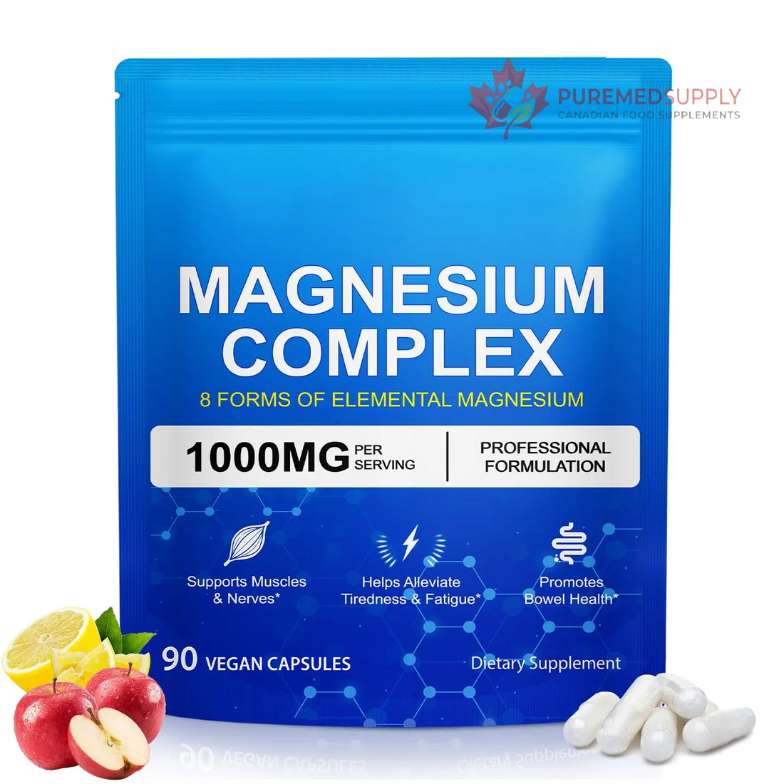 Magnesium Complex 8-in-1 High Potency with 8 Essential Forms, Vegan Capsules for Muscle, Nerve & Bowel Support, Relief Fatigue & Improve Sleep (90 Capsules) KITNOBLIS buy supplements canada