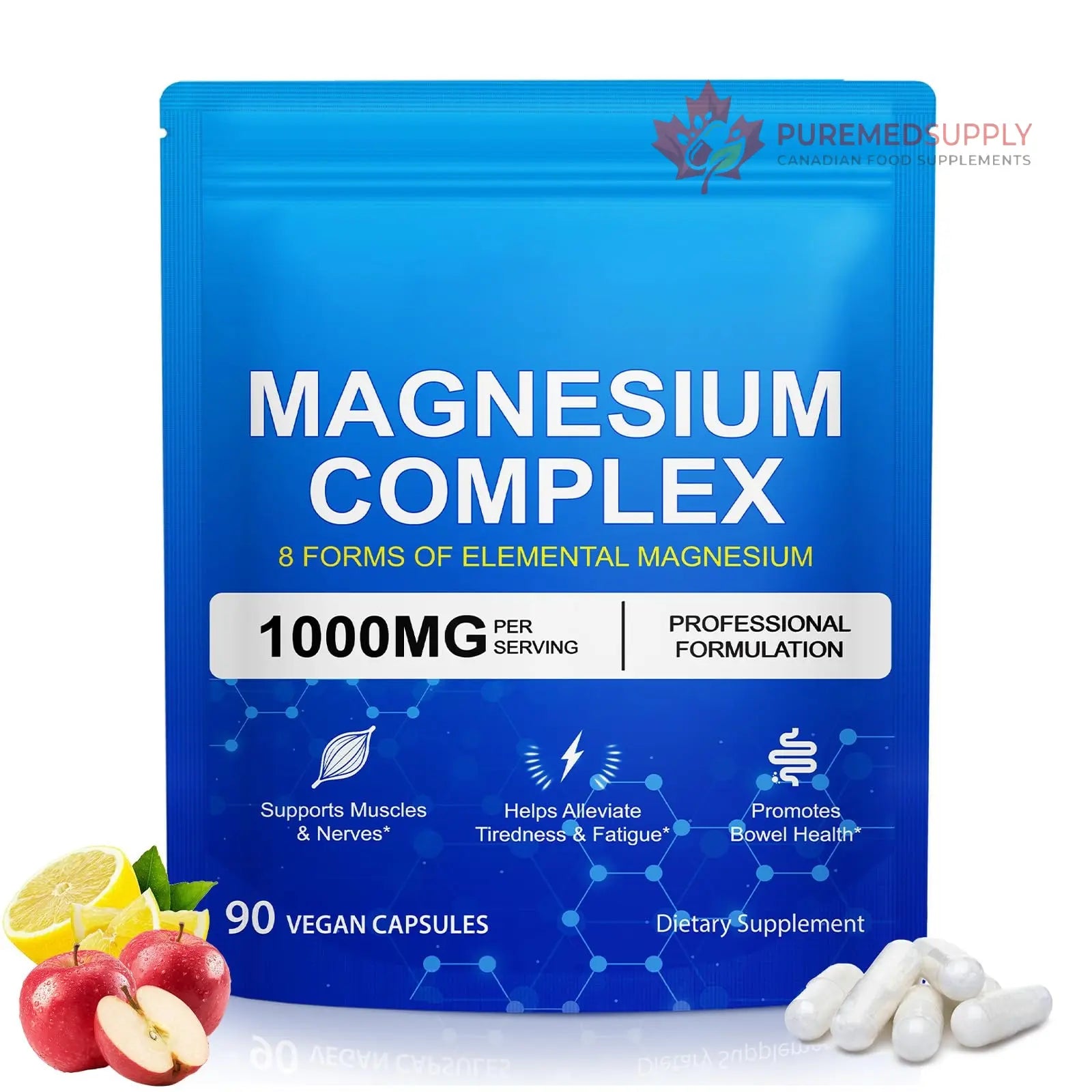 Magnesium Complex 8-in-1 High Potency with 8 Essential Forms, Vegan Capsules for Muscle, Nerve & Bowel Support, Relief Fatigue & Improve Sleep (90 Capsules) KITNOBLIS buy supplements canada