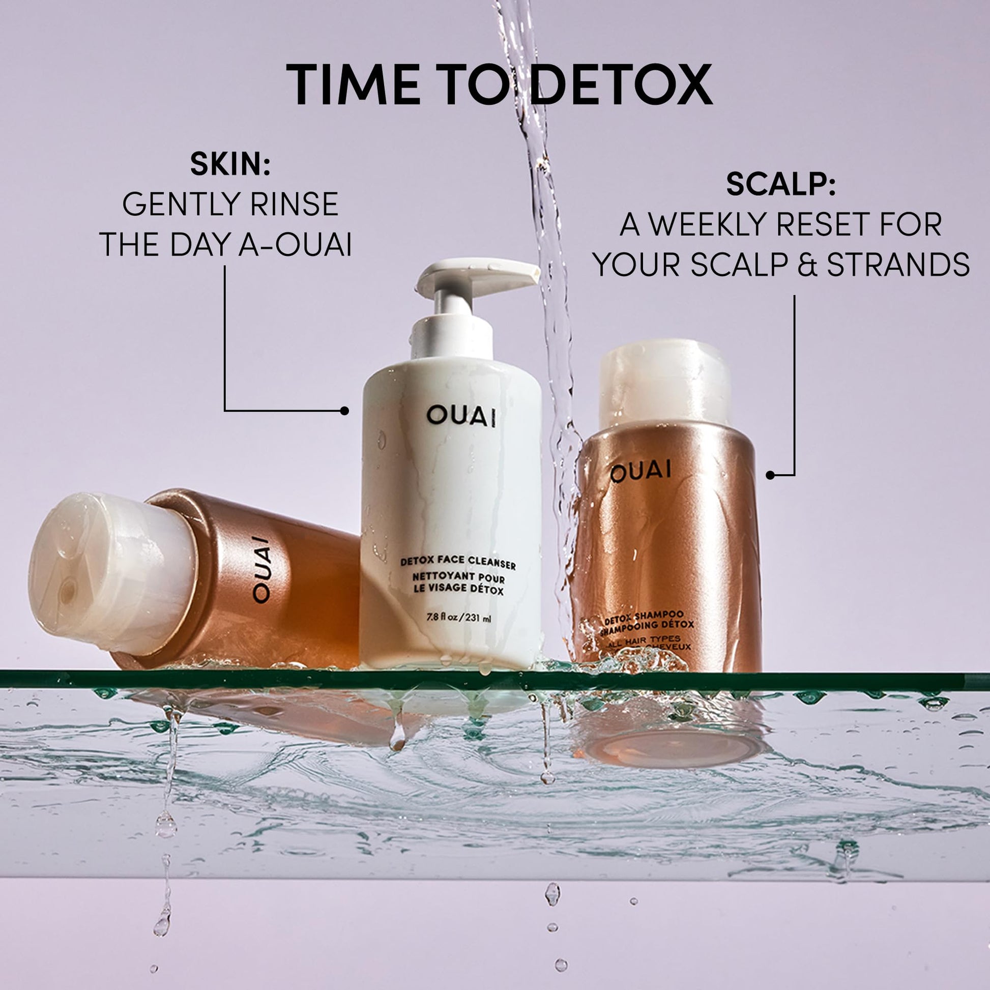 OUAI Detox Shower Routine Bundle - Gentle Detox Face Cleanser (7.8 Oz) and Clarifying Shampoo with Apple Cider Vinegar (10 Oz) - Removes Dirt, Oil, Product, Makeup, and Sunscreen - 2-Piece Bundle OUAI buy supplements canada