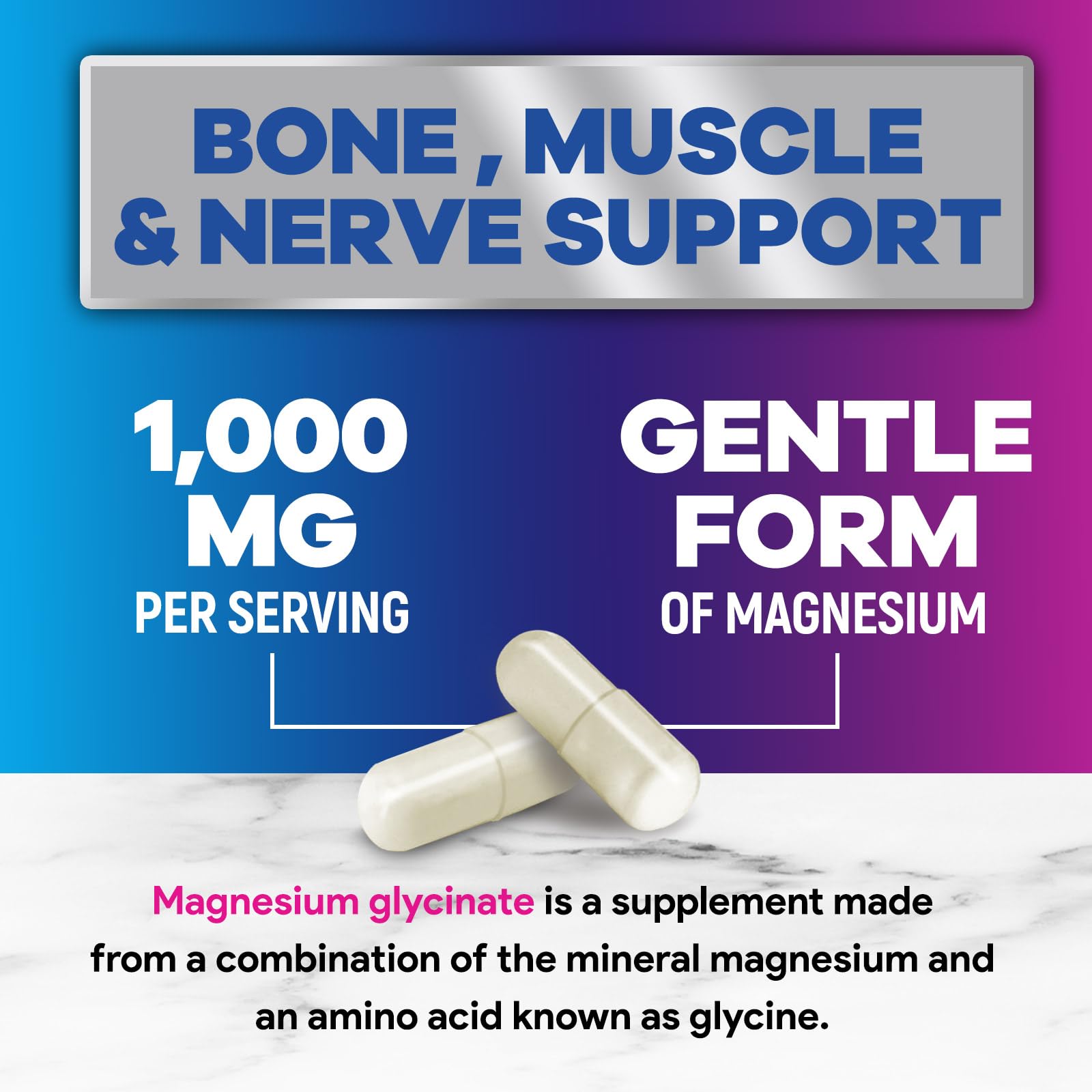 Magnesium Glycinate Capsules 1000mg Per Serving - Pure & Chelated for Max Absorption - Supports Muscle, Nerve & Heart Health, Sleep Support - Magnesium Supplement for Whole Body Support - 120 Capsules Nature's Peak buy supplements canada
