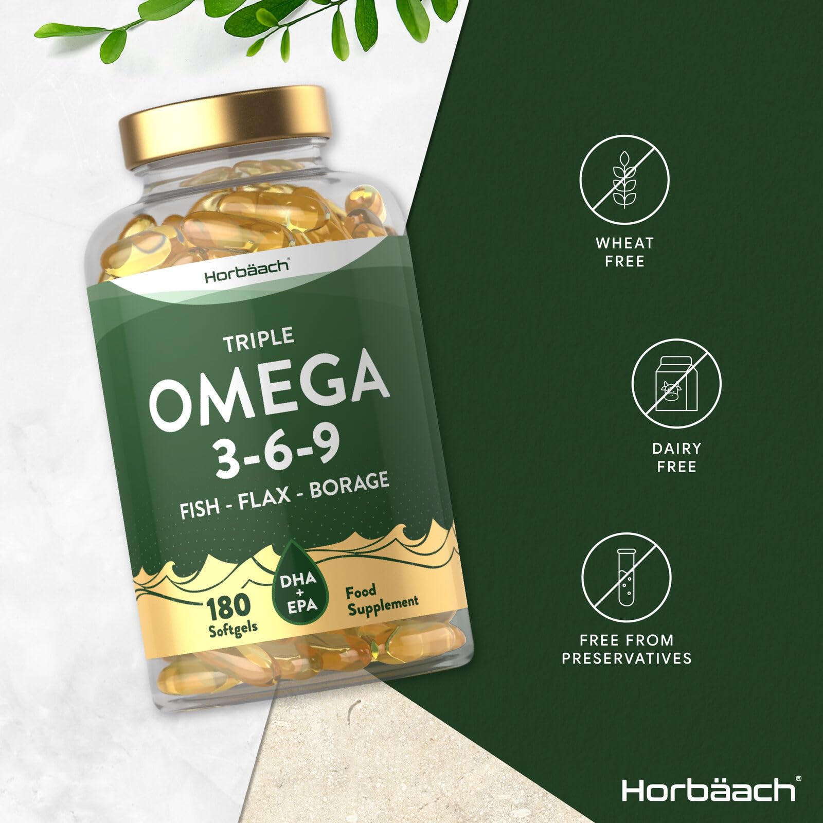 Triple Omega 3 6 9 Capsules | 180 Count | High Strength Supplement with DHA Horbäach buy supplements canada