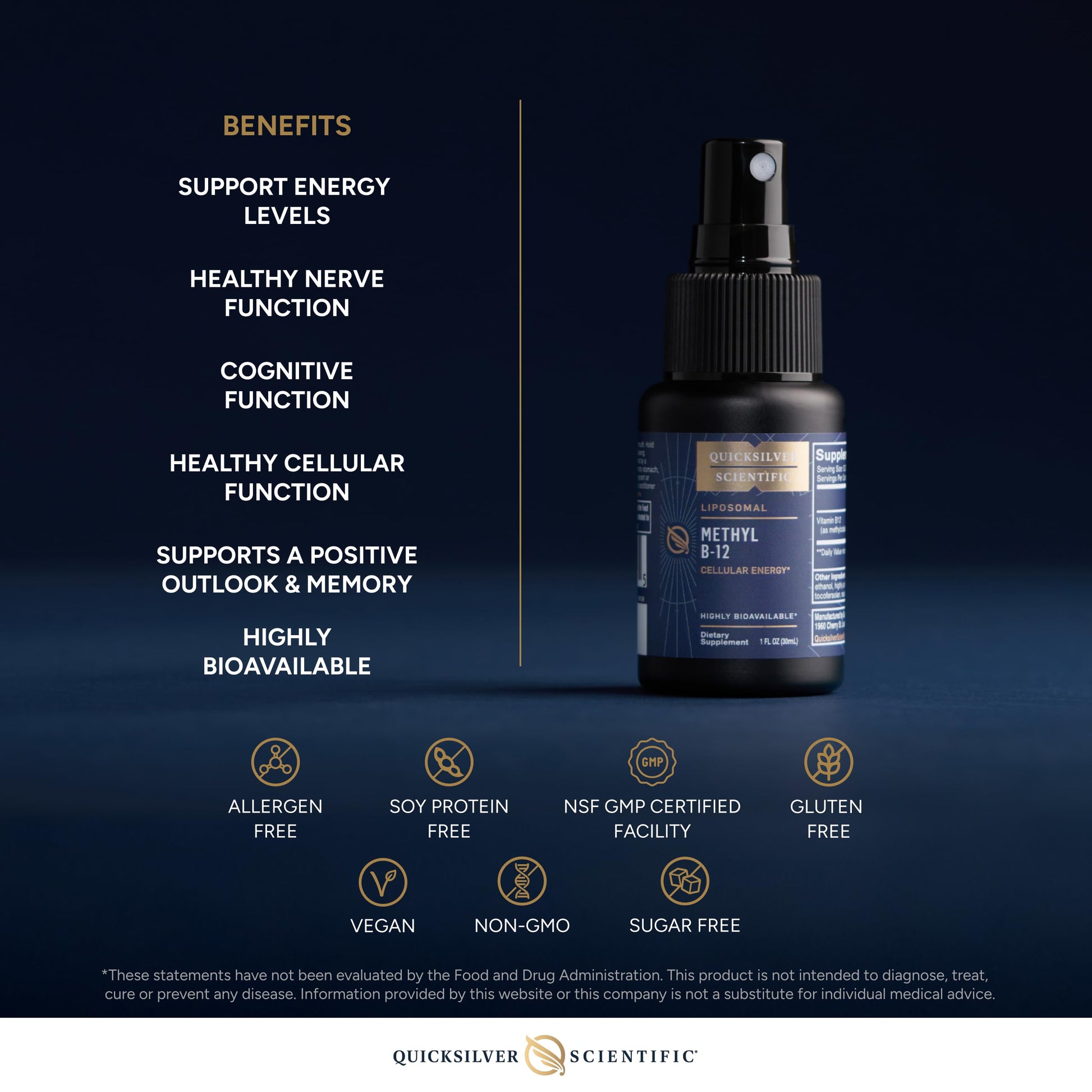Quicksilver Scientific Methyl B12-1000mcg Vitamin B12 as Methylcobalamin - with Nano Technology for Superior Absorption - Supportive Energy Supplement (30ml / 90 Servings) Quicksilver Scientific buy supplements canada