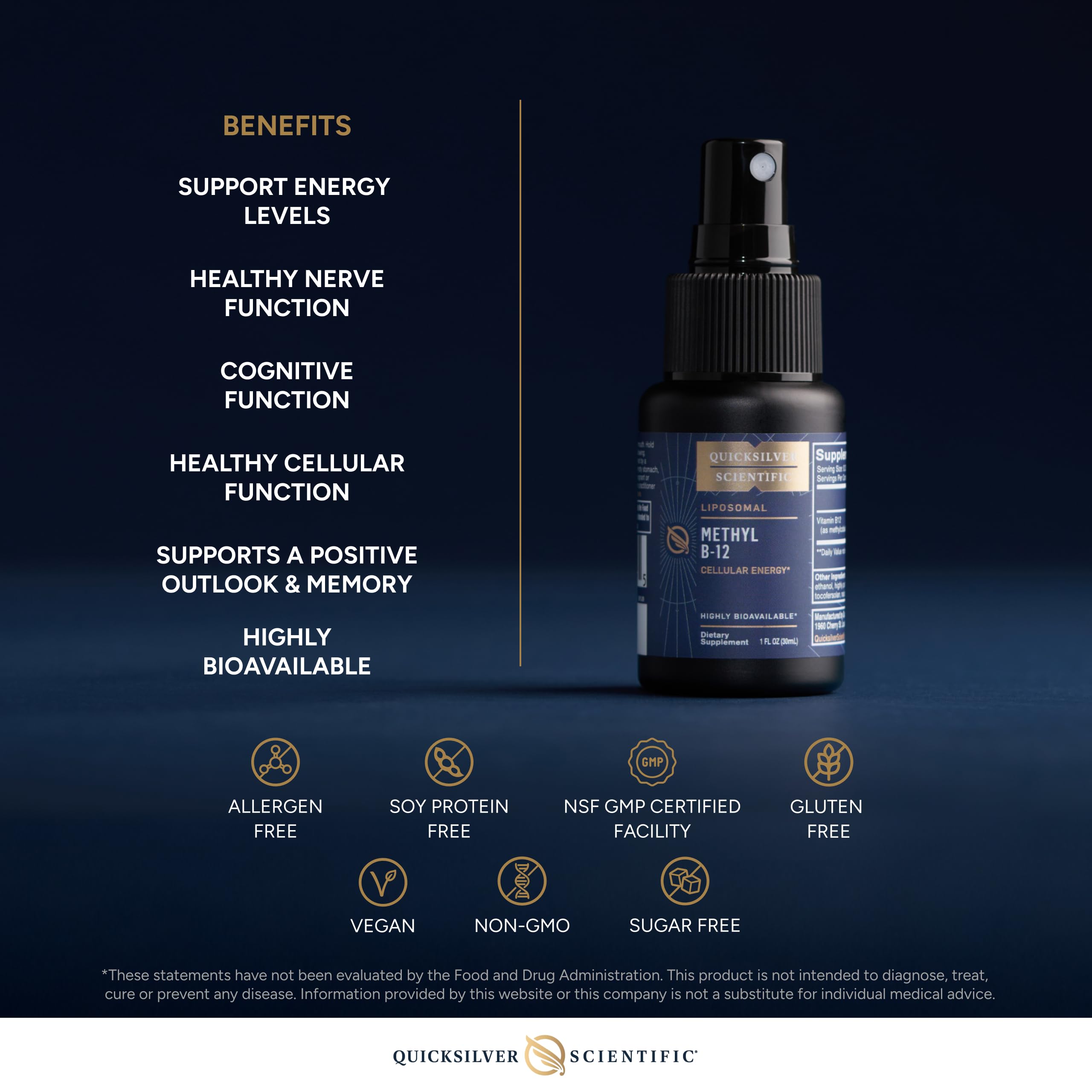 Quicksilver Scientific Methyl B12-1000mcg Vitamin B12 as Methylcobalamin - with Nano Technology for Superior Absorption - Supportive Energy Supplement (30ml / 90 Servings) Quicksilver Scientific buy supplements canada