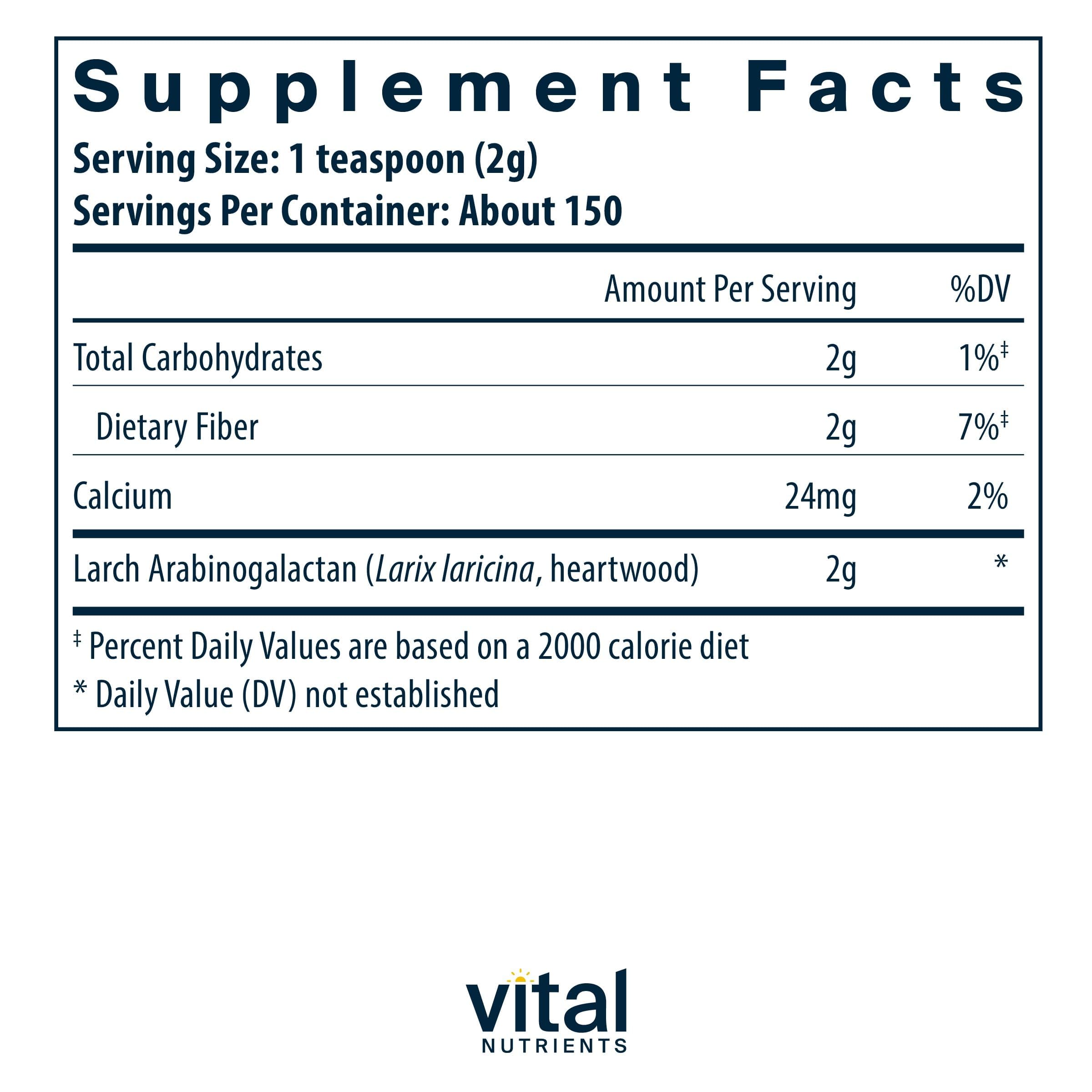 Vital Nutrients Arabinogalactan Powder - Vegan Prebiotic Fiber Supplement for GI Health, Liver, and Immune Support Vital Nutrients buy supplements canada