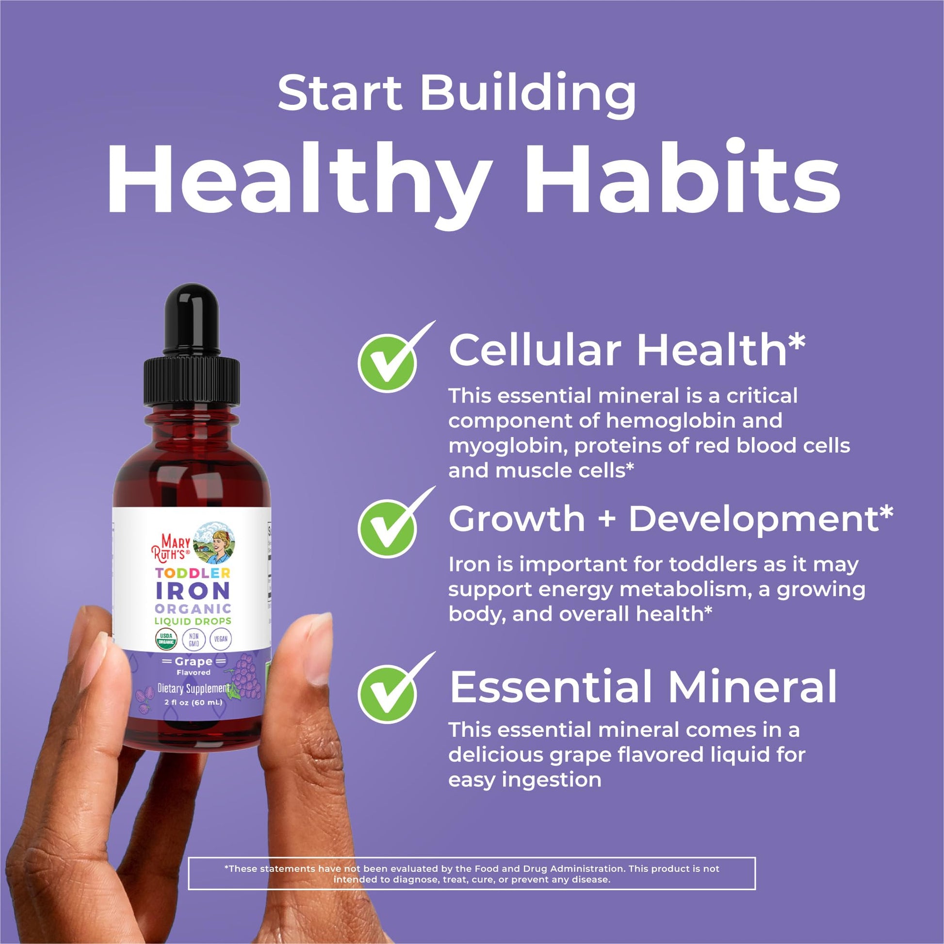 MaryRuth's Iron Supplement for Toddlers | Liquid Iron Supplement for Children Ages 1-3 | Iron Supplement for Iron Deficiency | Ferrochel | Sugar Free | Vegan | Non-GMO | Gluten Free | 2 Fl Oz MARYRUTH'S buy supplements canada