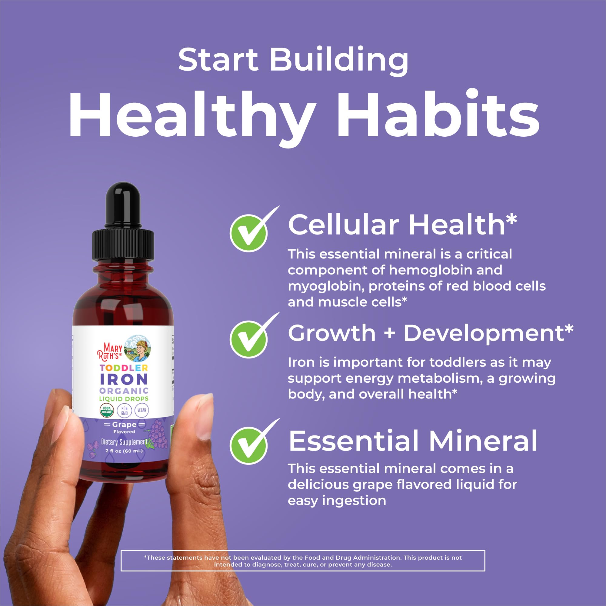 MaryRuth's Iron Supplement for Toddlers | Liquid Iron Supplement for Children Ages 1-3 | Iron Supplement for Iron Deficiency | Ferrochel | Sugar Free | Vegan | Non-GMO | Gluten Free | 2 Fl Oz MARYRUTH'S buy supplements canada