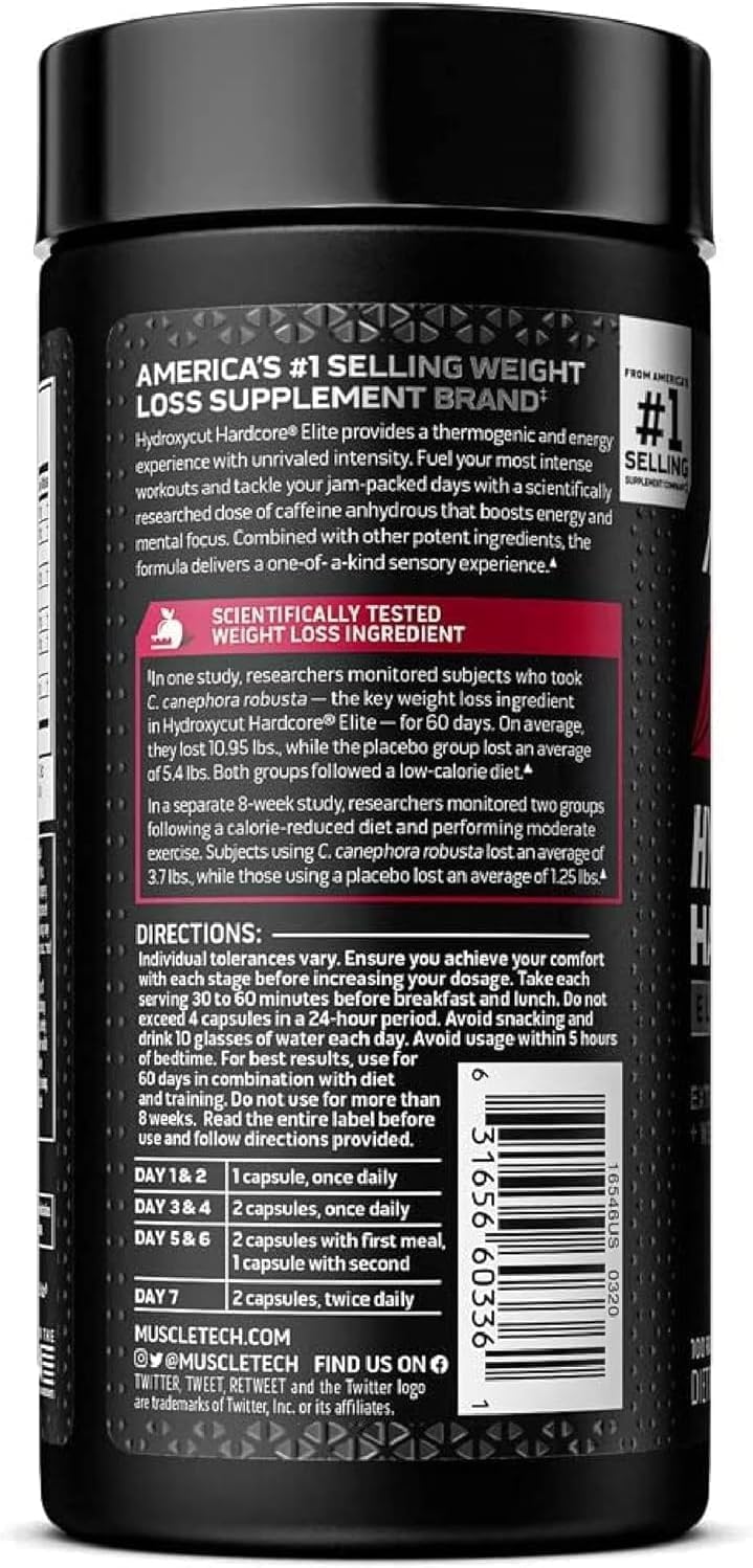 Hydroxycut Hardcore Elite - 100 Rapid-Release Thermo Caps - Energy & Focus - for Men & Women - 50 Servings (Pack of 2) Hydroxycut buy supplements canada