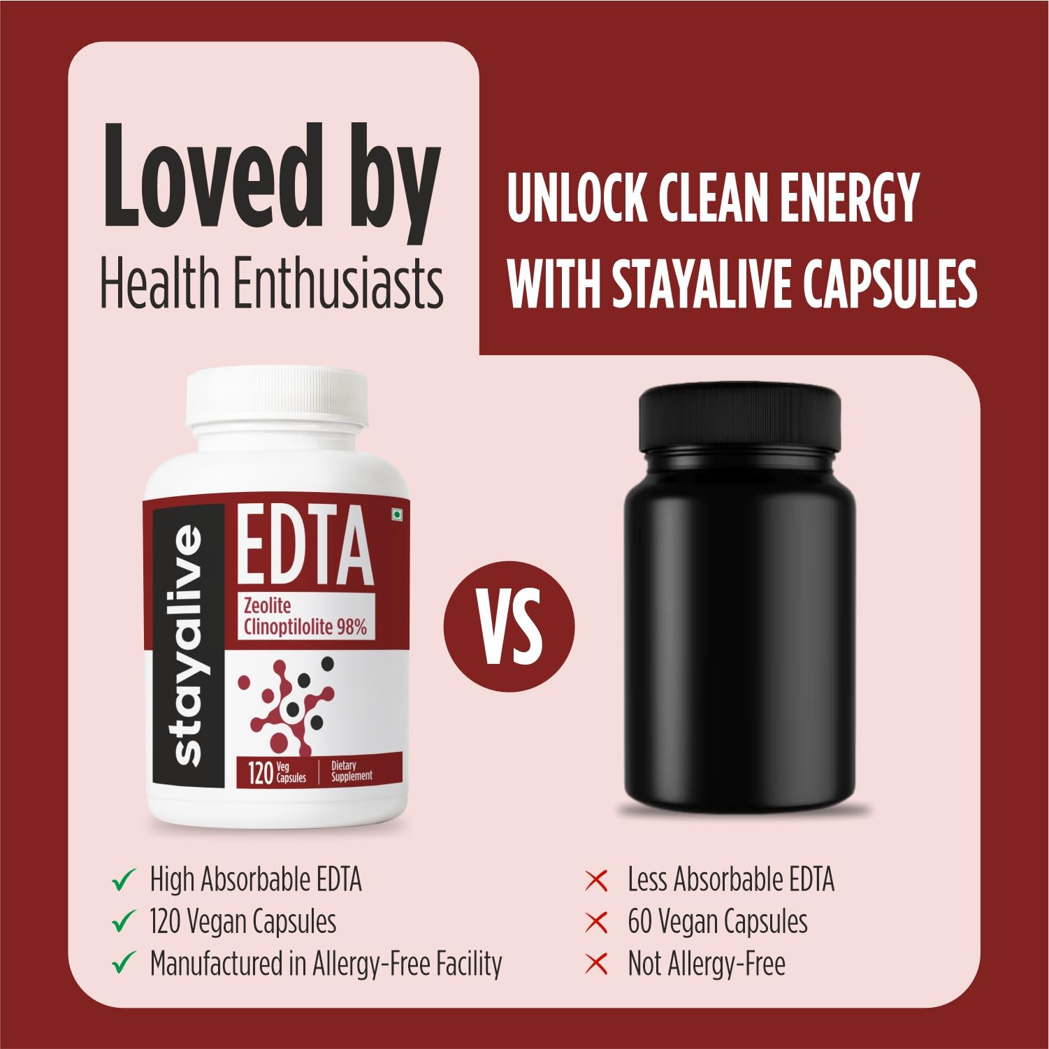 STAY ALIVE EDTA Capsules 1500mg with Zeolite 98% and Kale Extract Powder, 120 Pills, Non-GMO & Gluten Free Calcium Disodium EDTA Supplement STAY ALIVE buy supplements canada