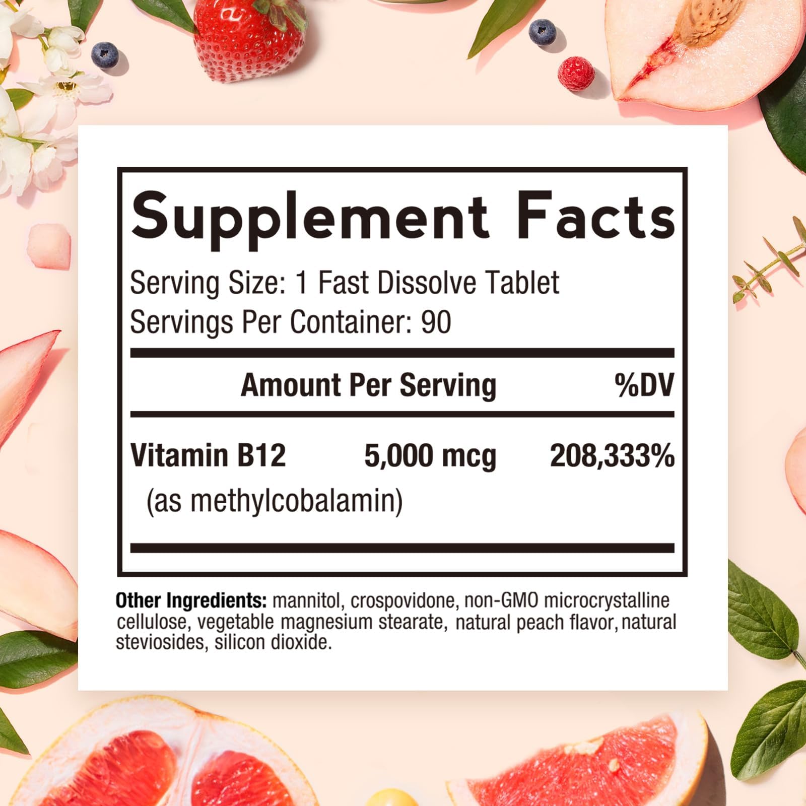 Doctor's Recipes Vitamin B12, Methylcobalamin 5000 mcg 90 Fast Dissolve Tablets, Natural Peach Flavor, Vegan Methyl, Energy Metabolism & Nervous System Doctor's Recipes buy supplements canada