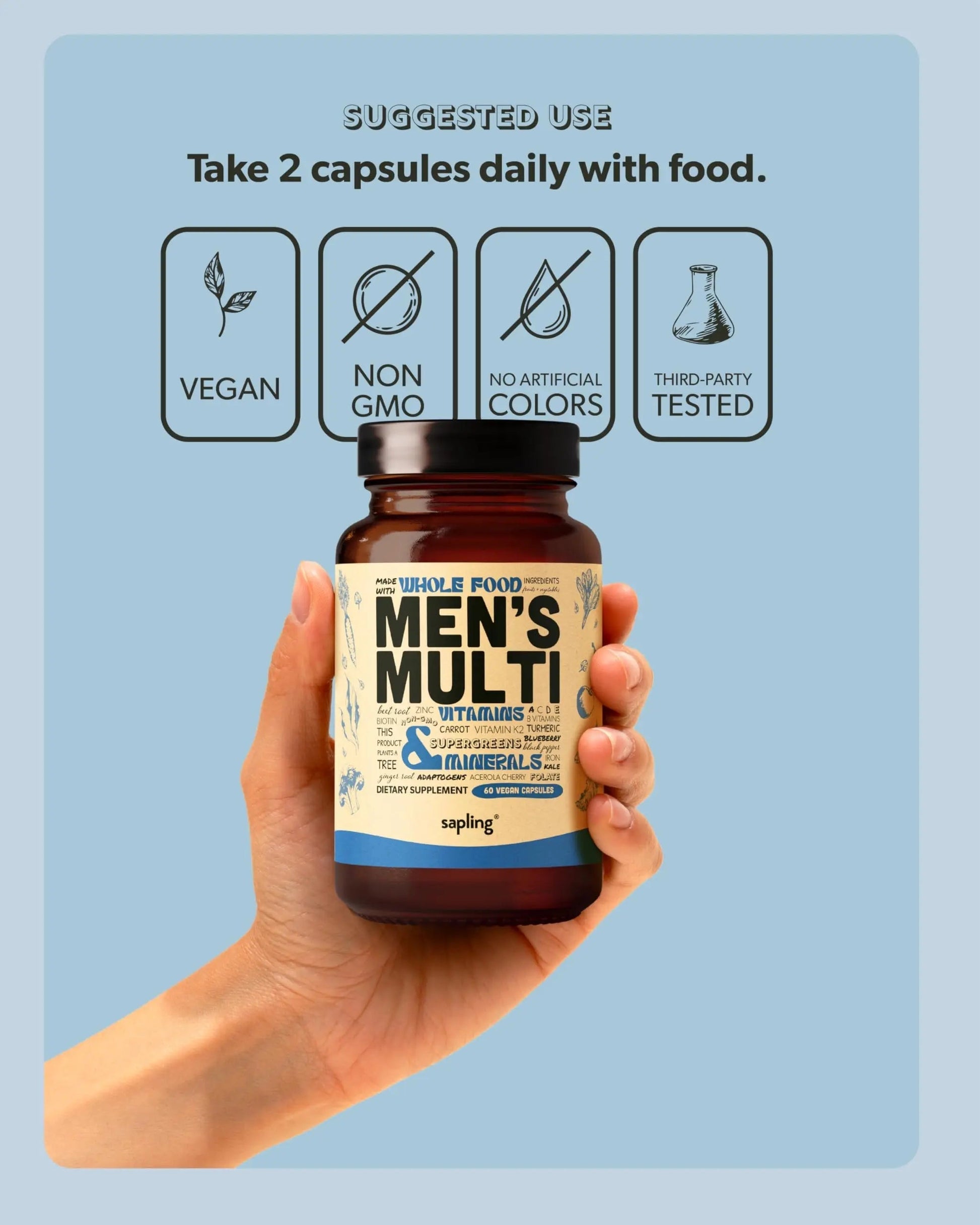 Multivitamin for Men - Daily Men’s Multivitamin - Methylated B Complex with Whole Food Ingredients, Vitamin B12, Folate sapling buy supplements canada