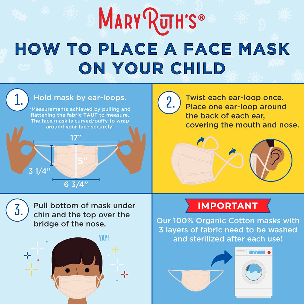 MaryRuth's Face Masks Made with 100% Organic Cotton | Soft and Secure 3-Layer Protection | Breathable Comfortable and Reusable Face Masks | One Size Fits Most | 3 Pack MARYRUTH'S buy supplements canada