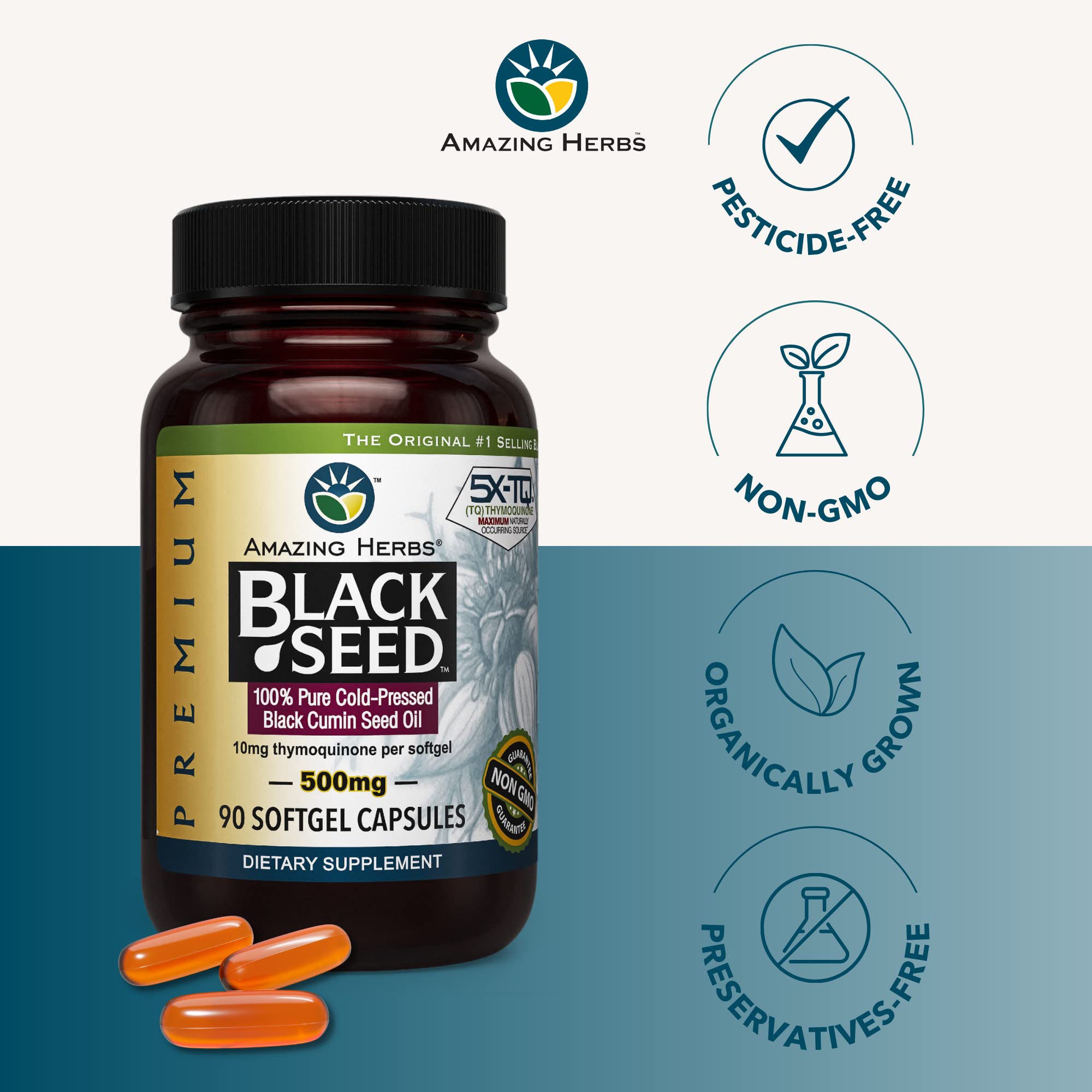 Amazing Herbs Premium Black Seed Oil Capsules - Cold Pressed Nigella Sativa Aids Amazing Herbs buy supplements canada