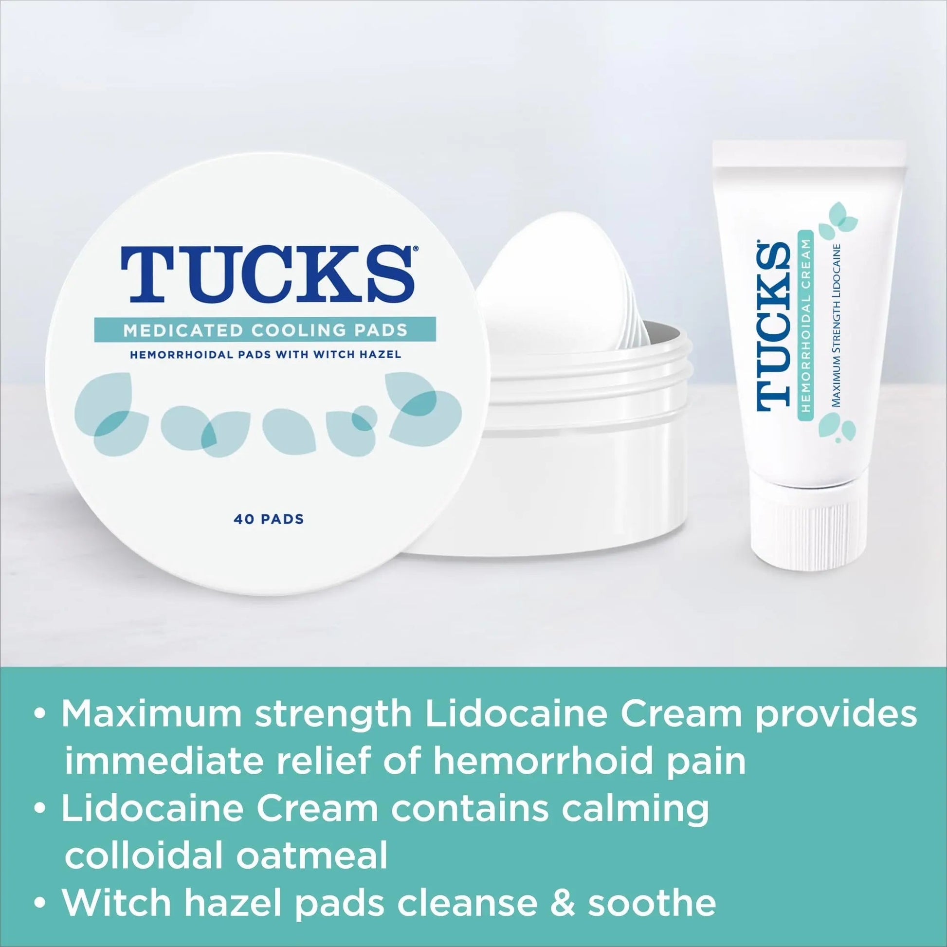 Tucks Multi-Care Relief Kit – 40 Count Witch Hazel Pads & 0.5 oz. Lidocaine Cream - Protects from Irritation, Hemorrhoid Treatment Medicated Pads Used by Hospitals TUCKS buy supplements canada